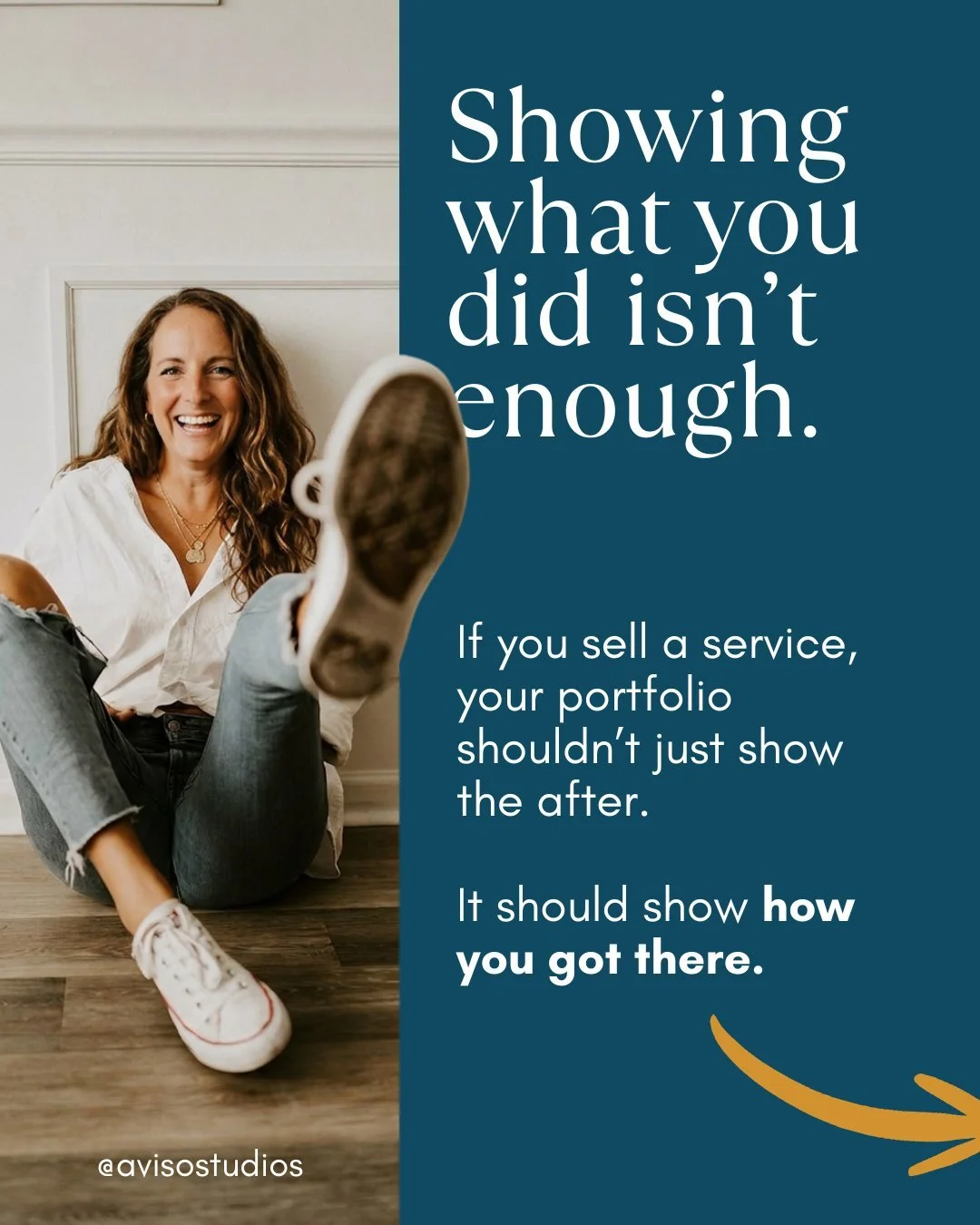 Your clients&rsquo; success is something to brag about as a service-based biz.

But don&rsquo;t just show the finished work.
Tell people how you helped them get there.

What was the problem?
What did you change?
What decisions did you make?
What did 