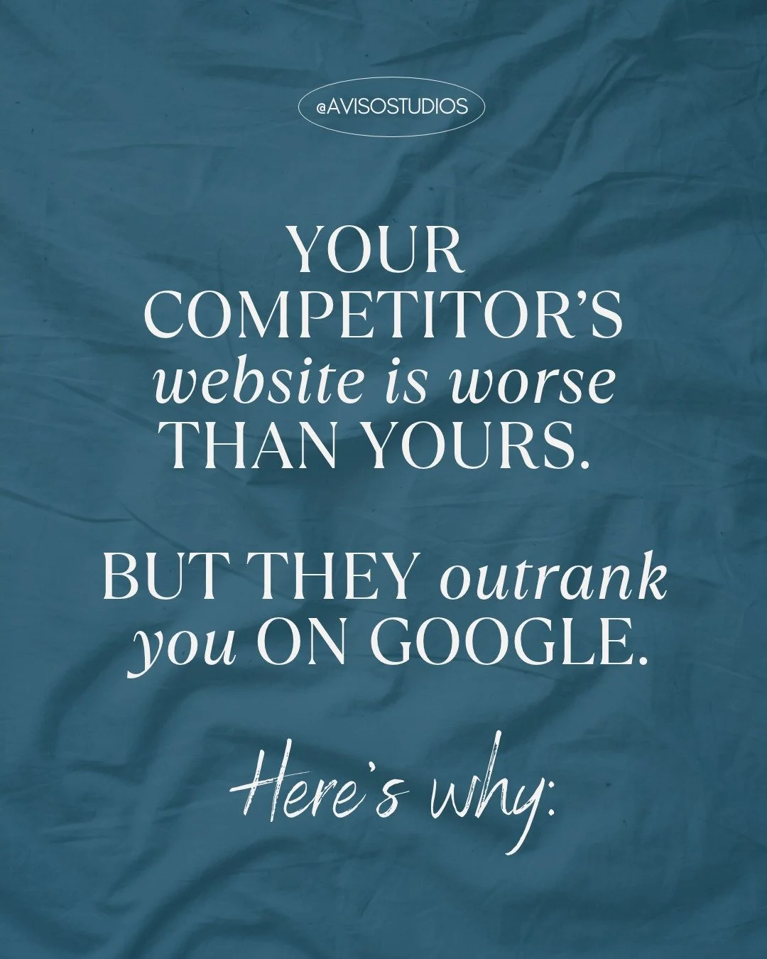 Pssst... I probably know why your competitors are outranking you on Google and AI search. 👀

And I have a hunch you're going to be a little annoyed when you find out why.

I spend a LOT of time auditing small business websites.

And one thing I've l
