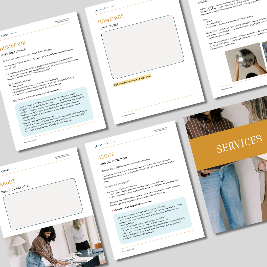 Pages inside a DIY guide to writing your website copy so it sells.