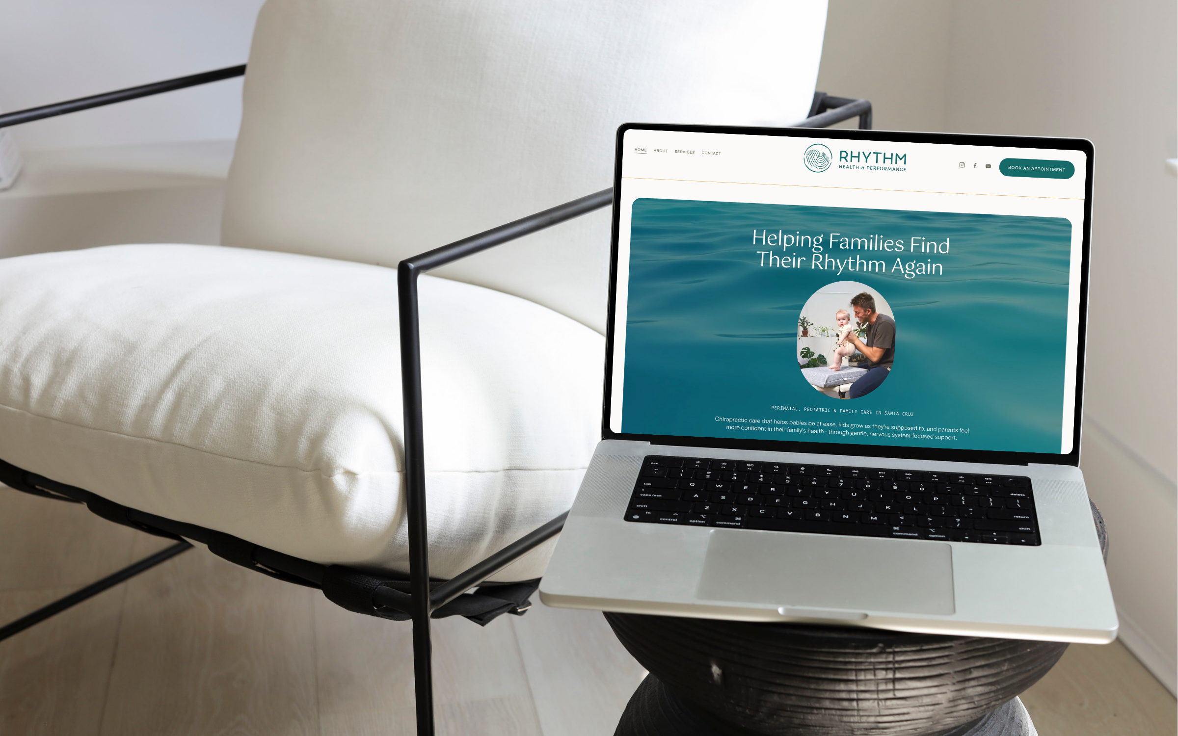 Chiropractic website design for a nervous system–based practice in Santa Cruz, created to attract families, build trust, and stand out from traditional chiropractic branding.