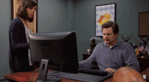 Funny gif showing a business owner frustrated with keeping up with SEO.
