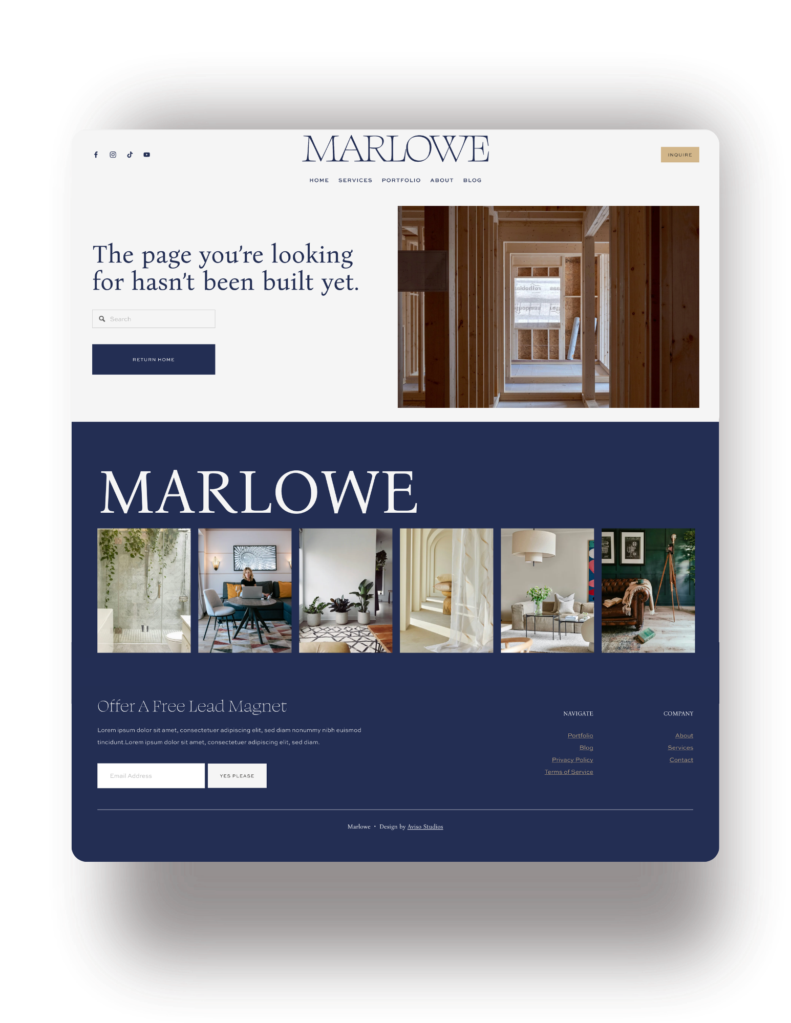 Custom 404 page for health and wellness squarespace template