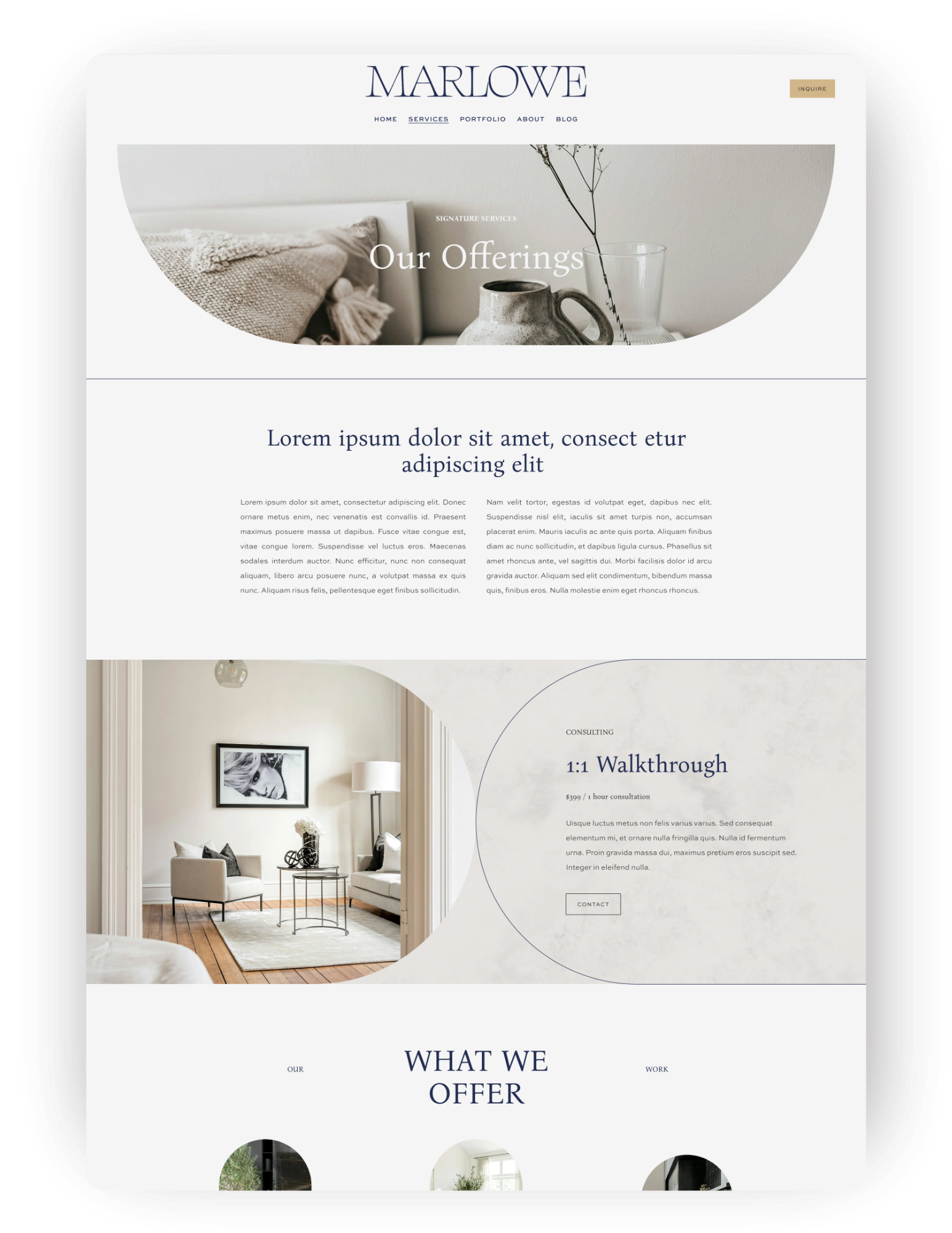 Service page for an edgy modern photographer business