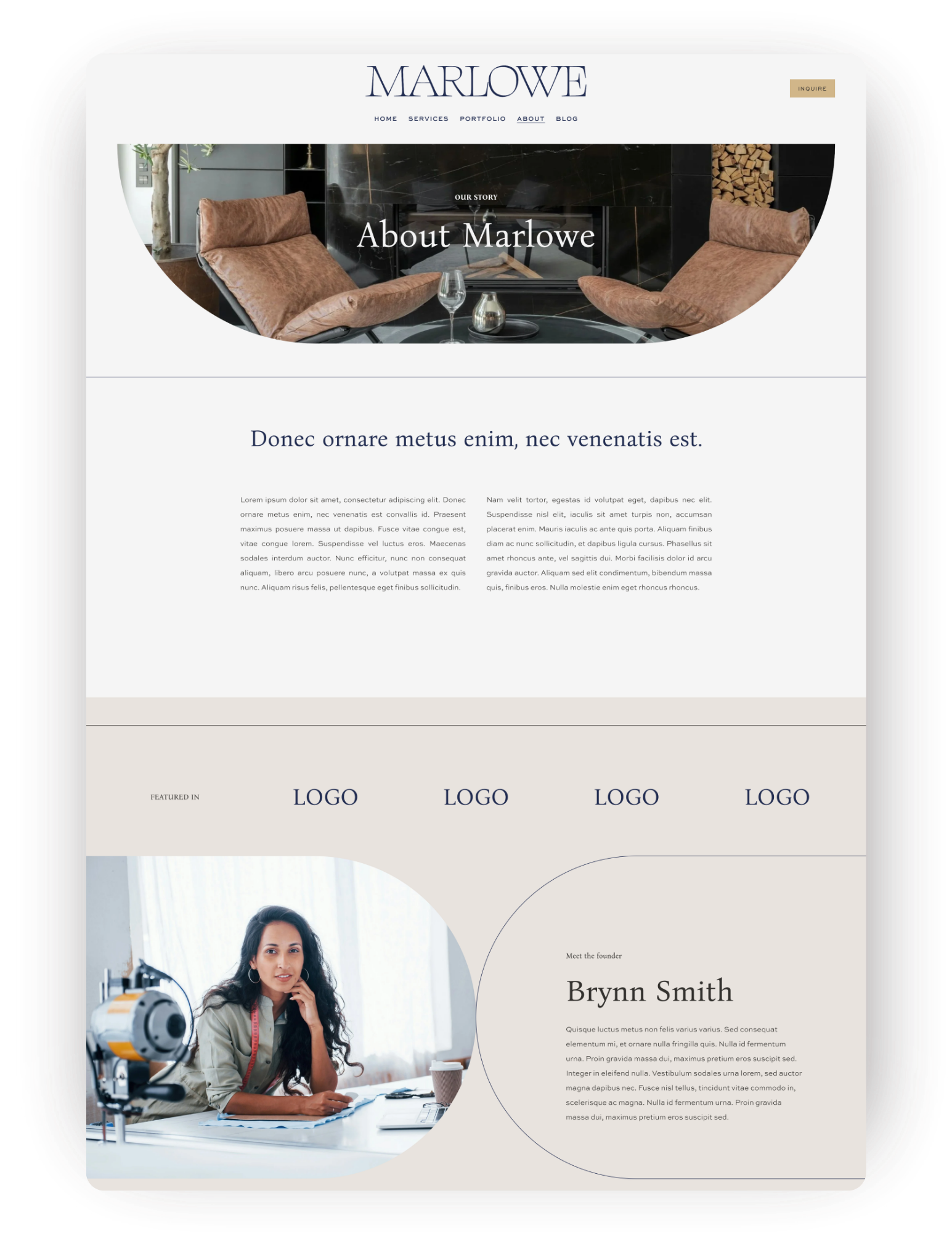 About page for squarespace template great for photographers, designers and creatives