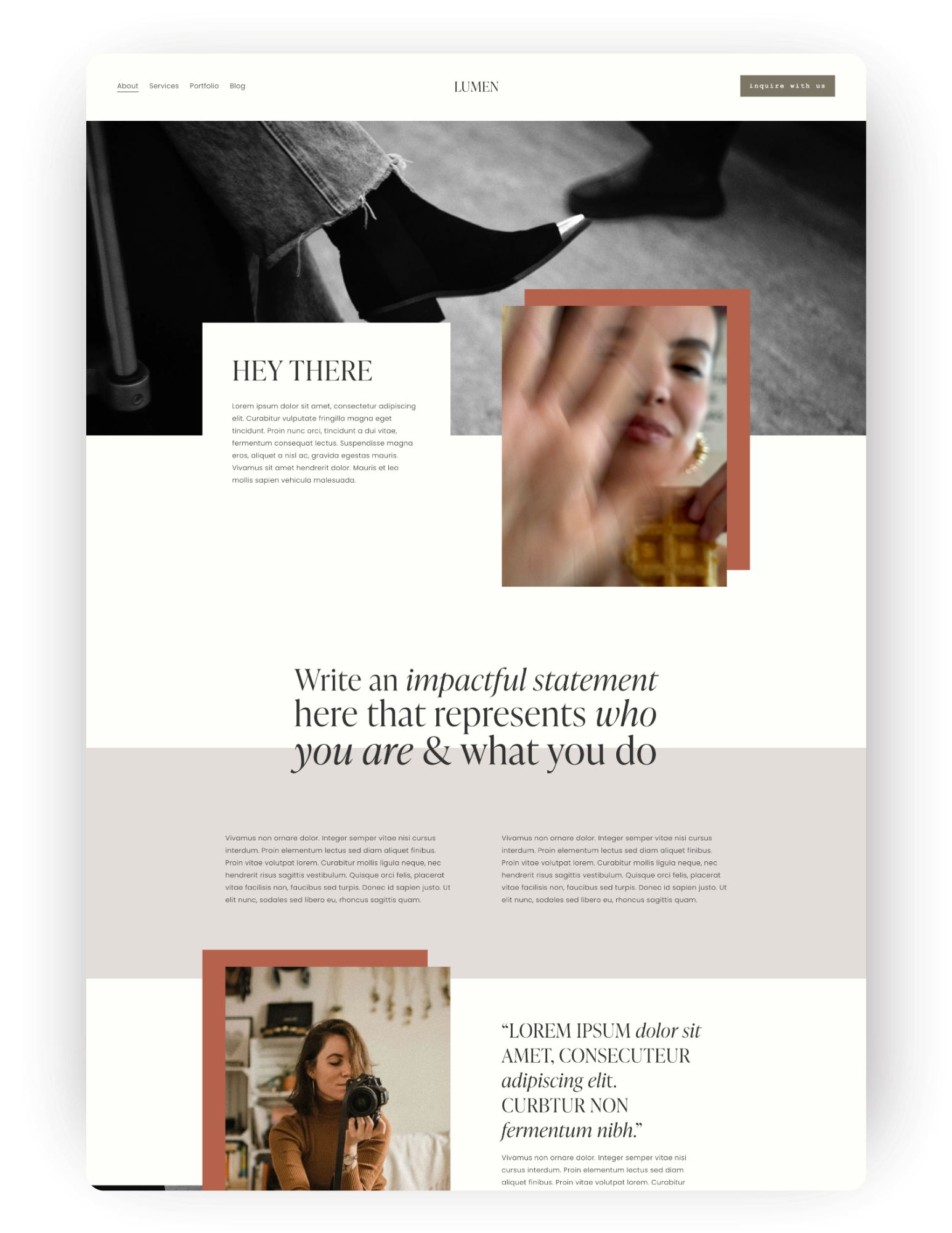 About page for squarespace template great for photographers, designers and creatives