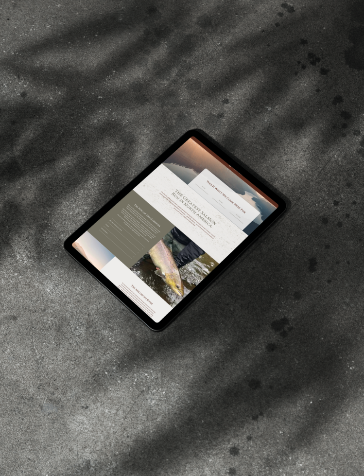 Tablet website design for a fly fishing club and lodge highlighting content layout and user experience