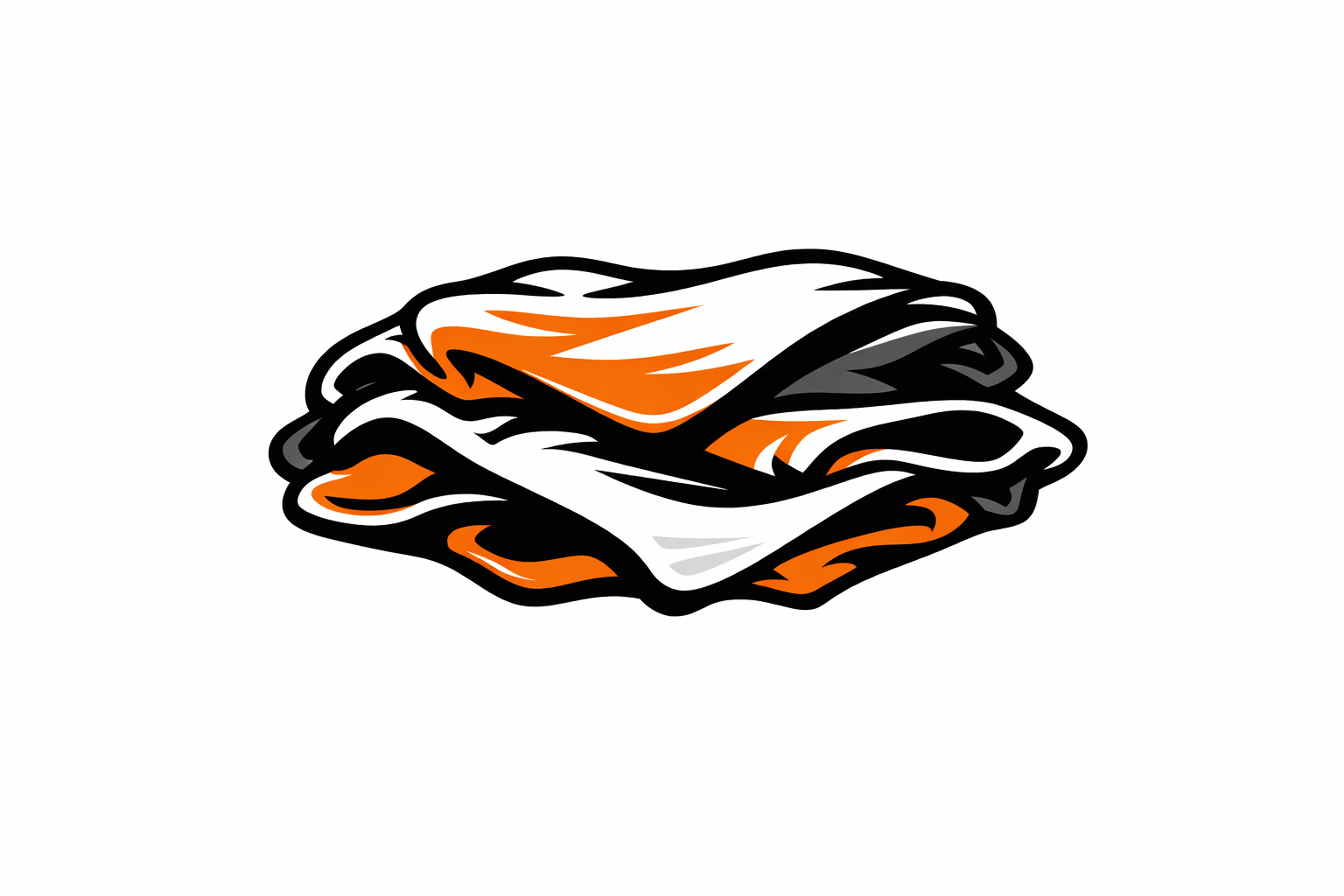 Stack of black, white, and orange fabric pieces.