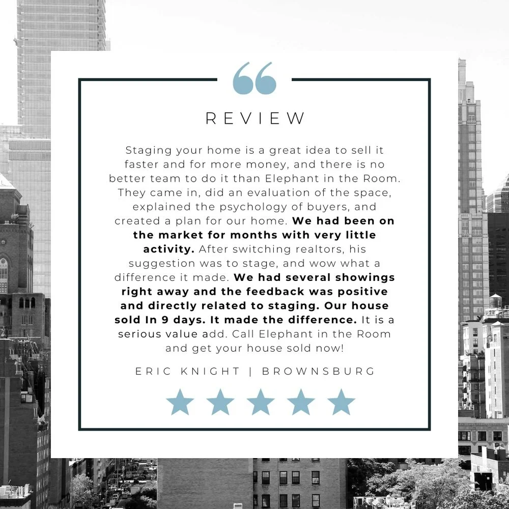 Client review describing how professional home staging by an Indianapolis Realtor helped a property sell in 9 days after months on the market