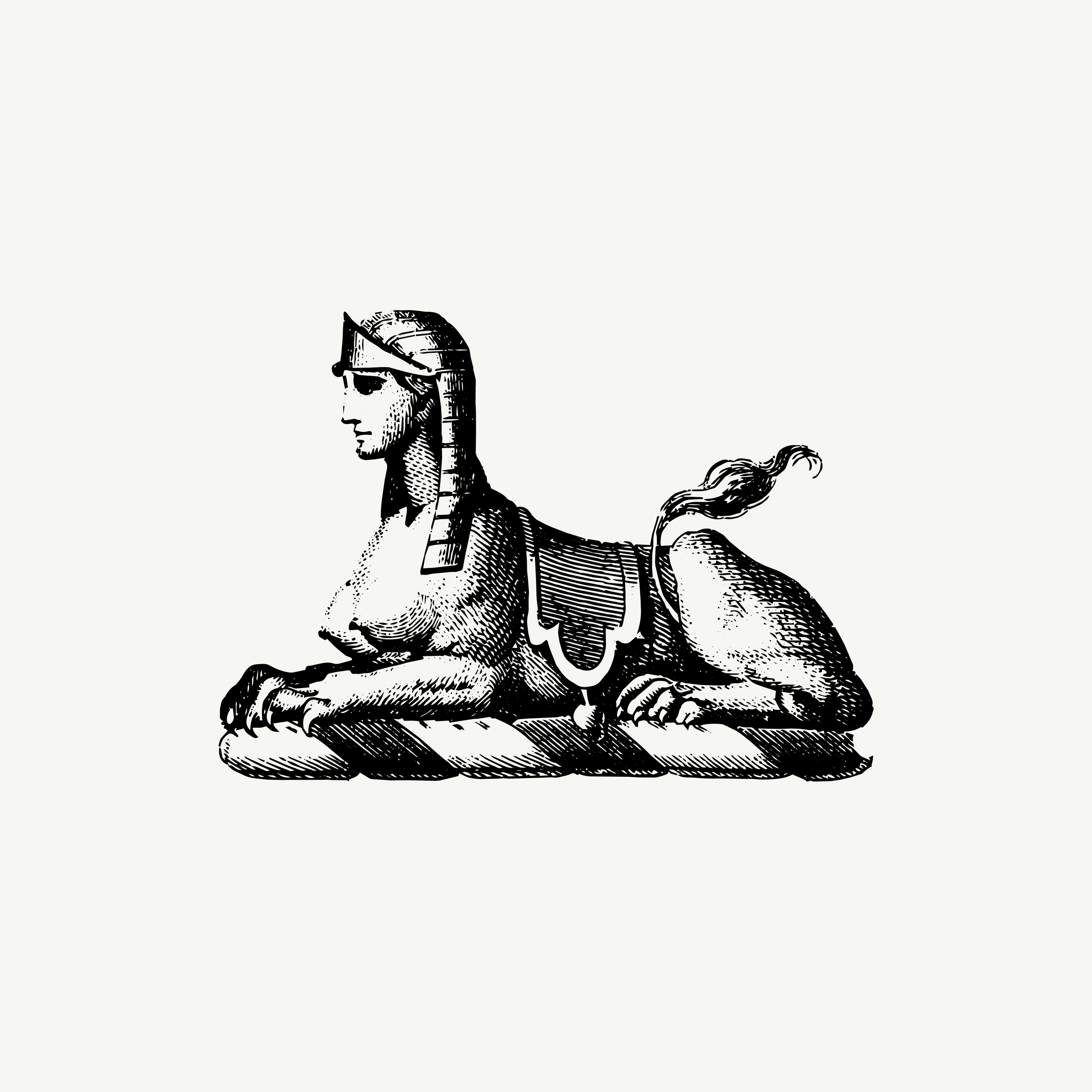 Historic engraved crest of a Reclining Sphinx, paired with the orientation line "Some presence never leaves us" — from the Story & Sigil archive