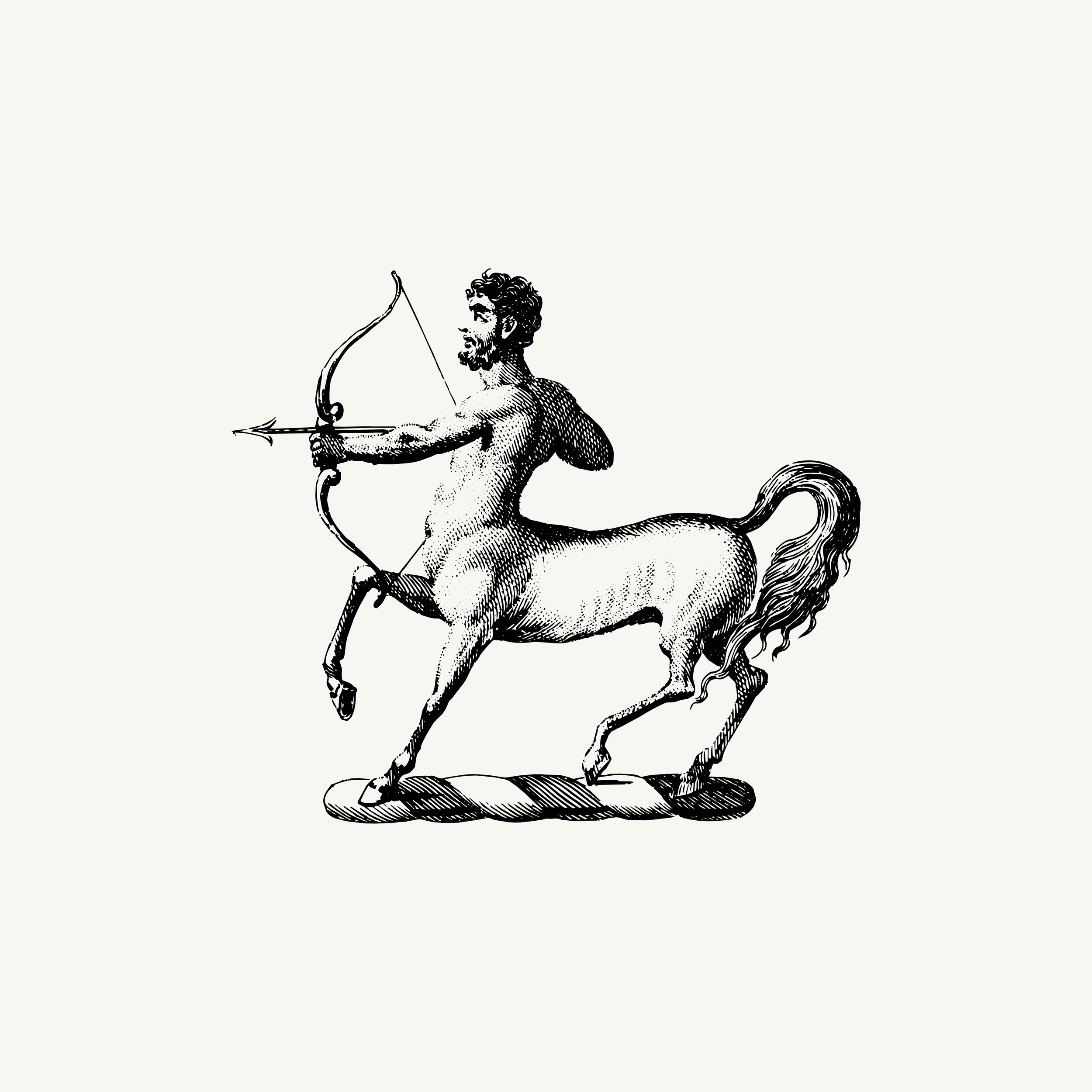 Historic engraved crest of a Centaur Drawing Bow, paired with the orientation line "The arrow does not return" — from the Story & Sigil archive