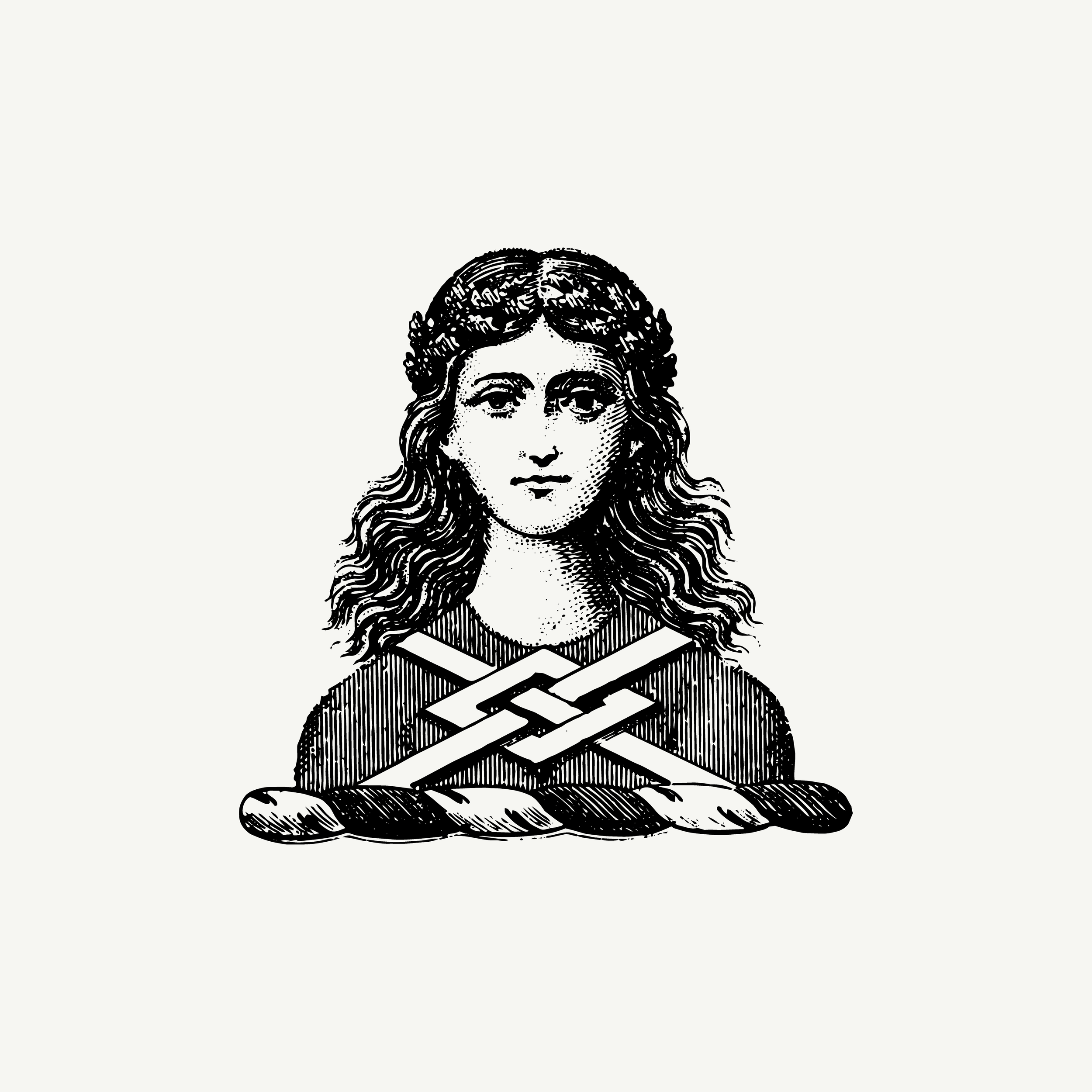 Historic engraved crest of a Woman with Interwoven Crest, paired with the orientation line "You are met as you are" — from the Story & Sigil archive
