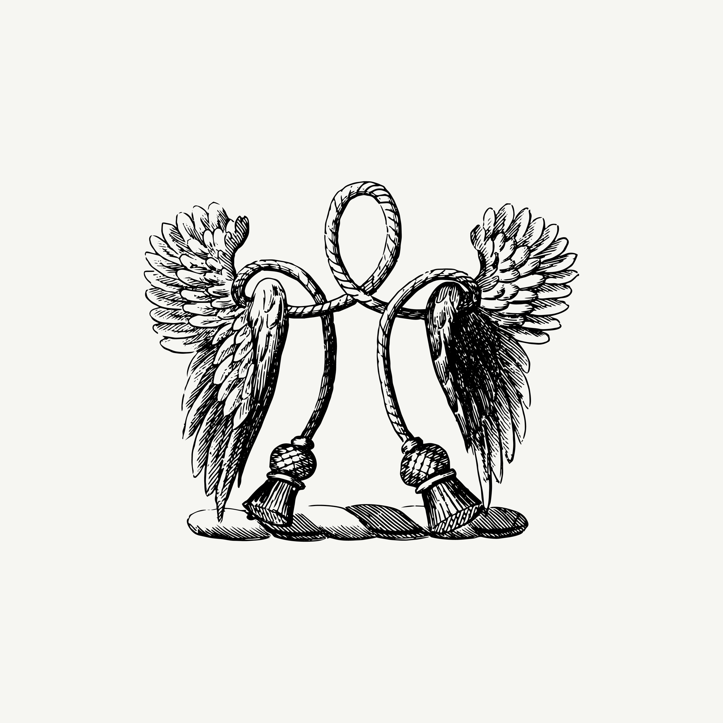 Historic engraved crest of a Winged Cords, paired with the orientation line "This is waiting for you." — from the Story & Sigil archive