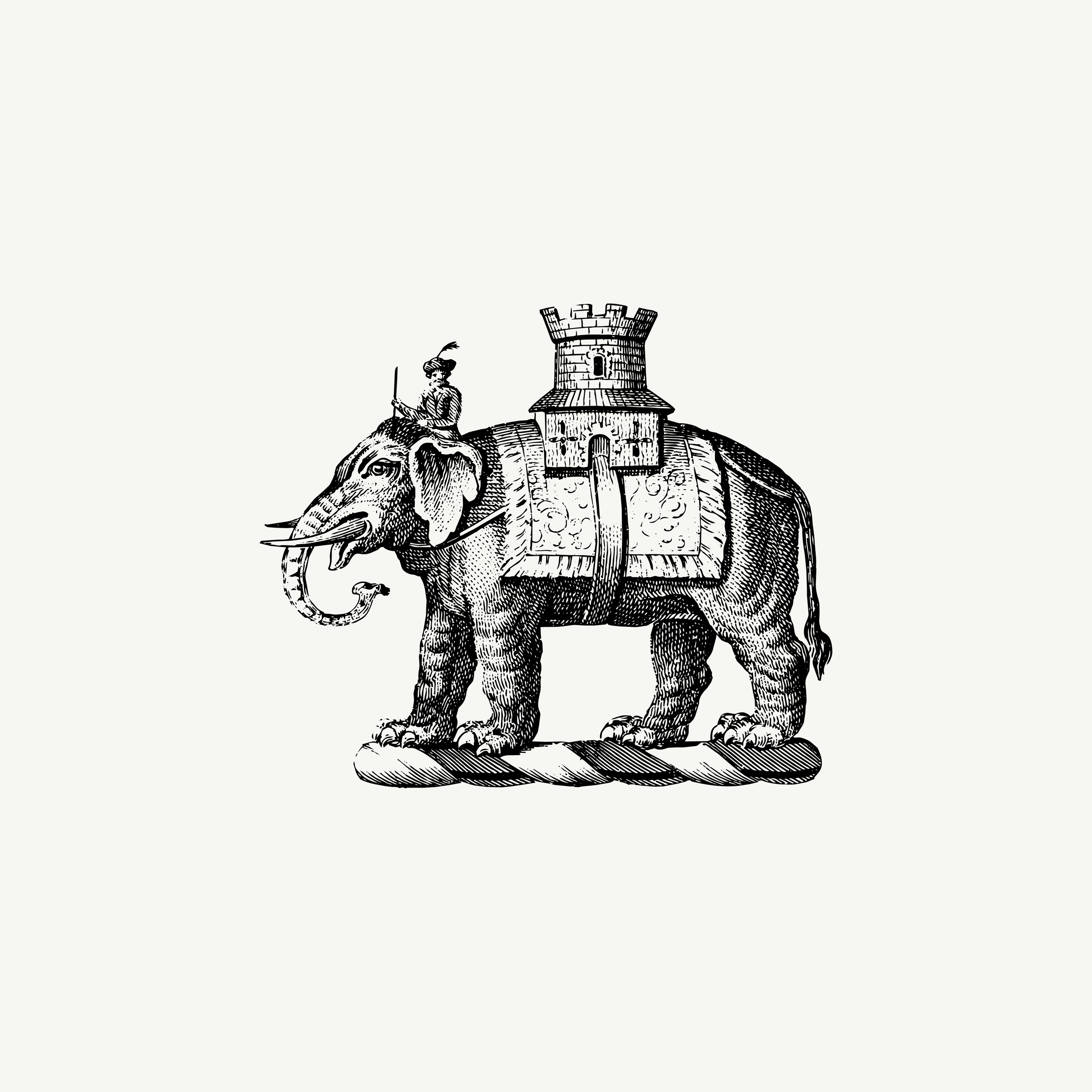 Historic engraved crest of an Elephant Bearing Tower, paired with the orientation line "You carry more than you realise" — from the Story & Sigil archive