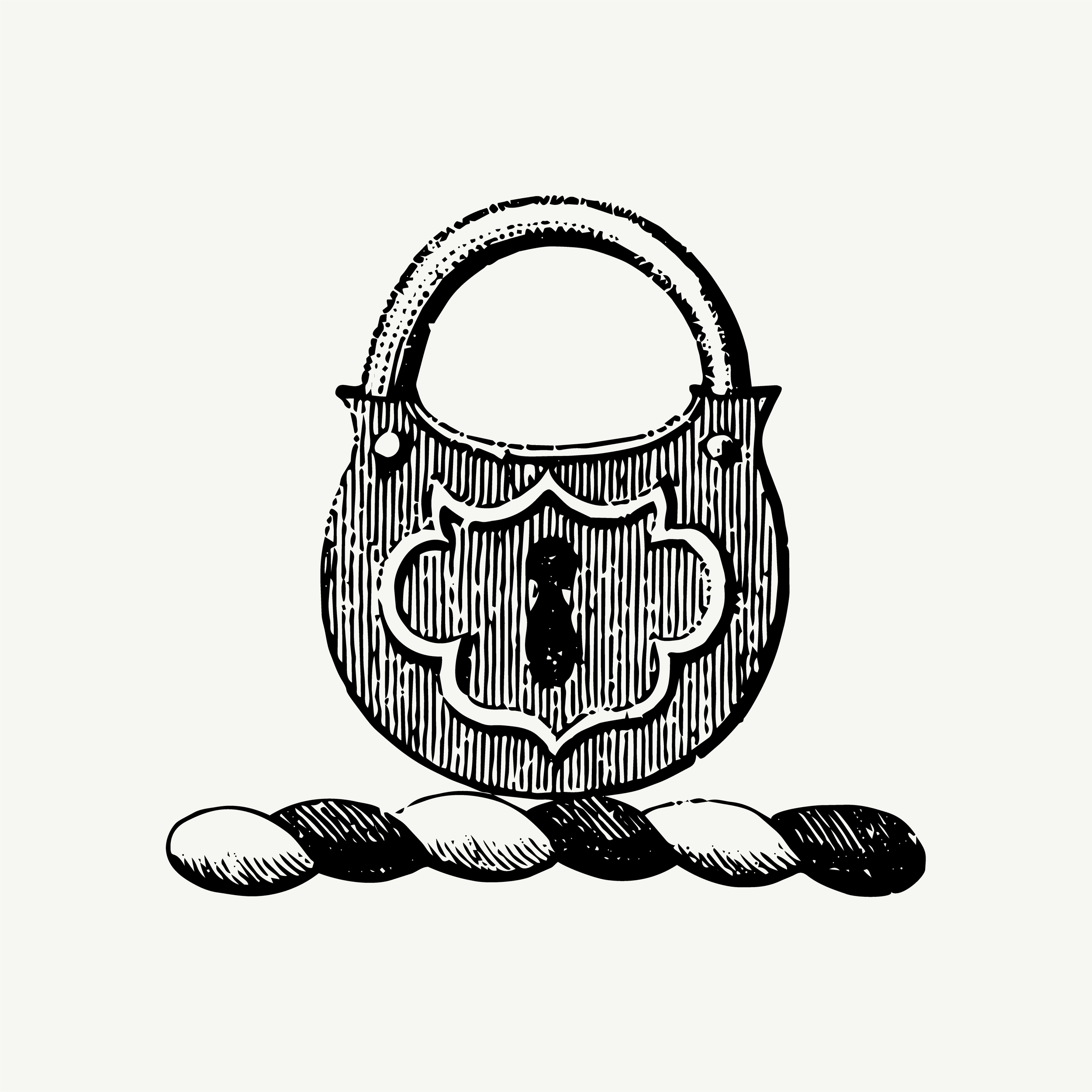 Engraved crest of a decorative padlock