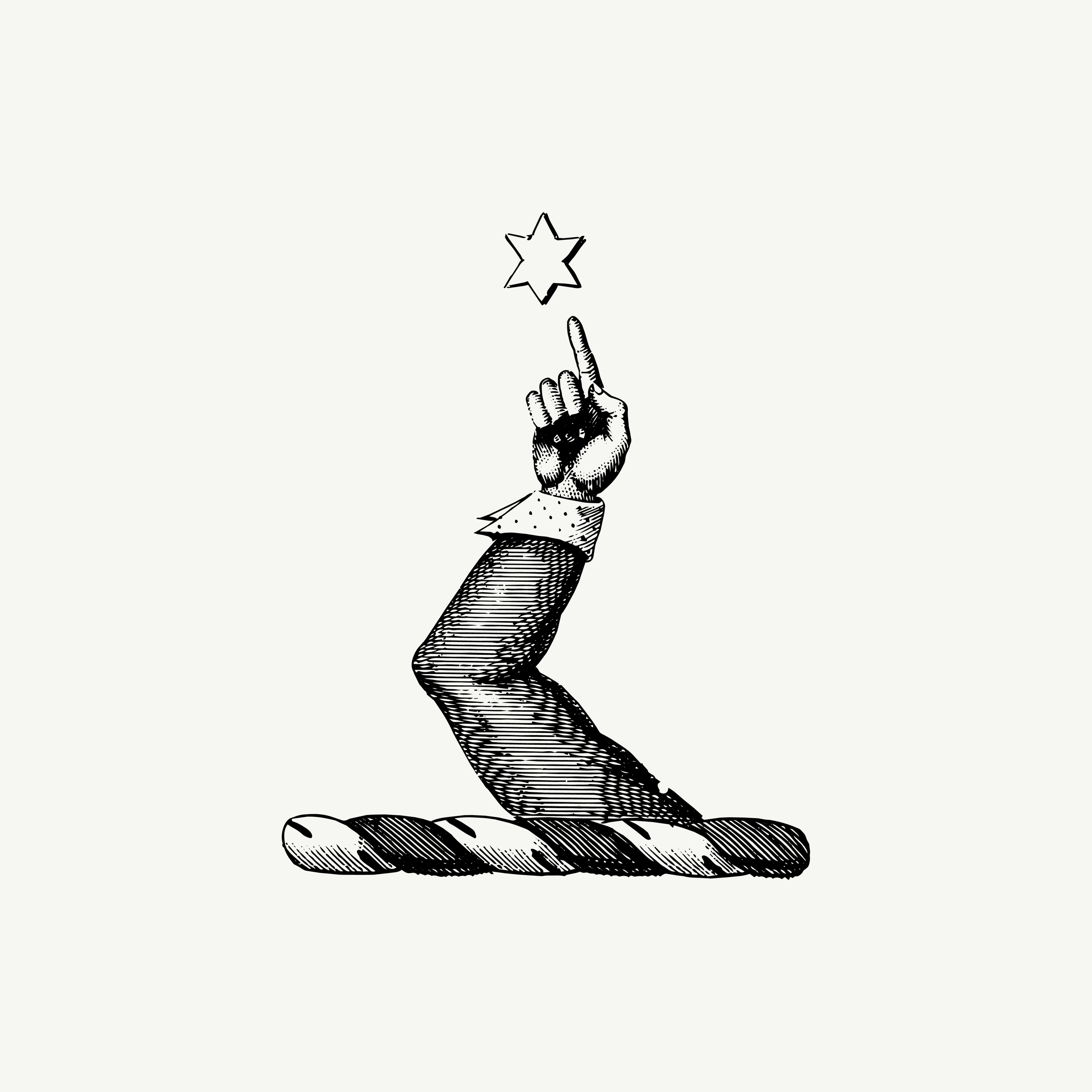 Historic engraved crest of a Hand Reaching Toward Star, paired with the orientation line "It was there before you could see it" — from the Story & Sigil archive