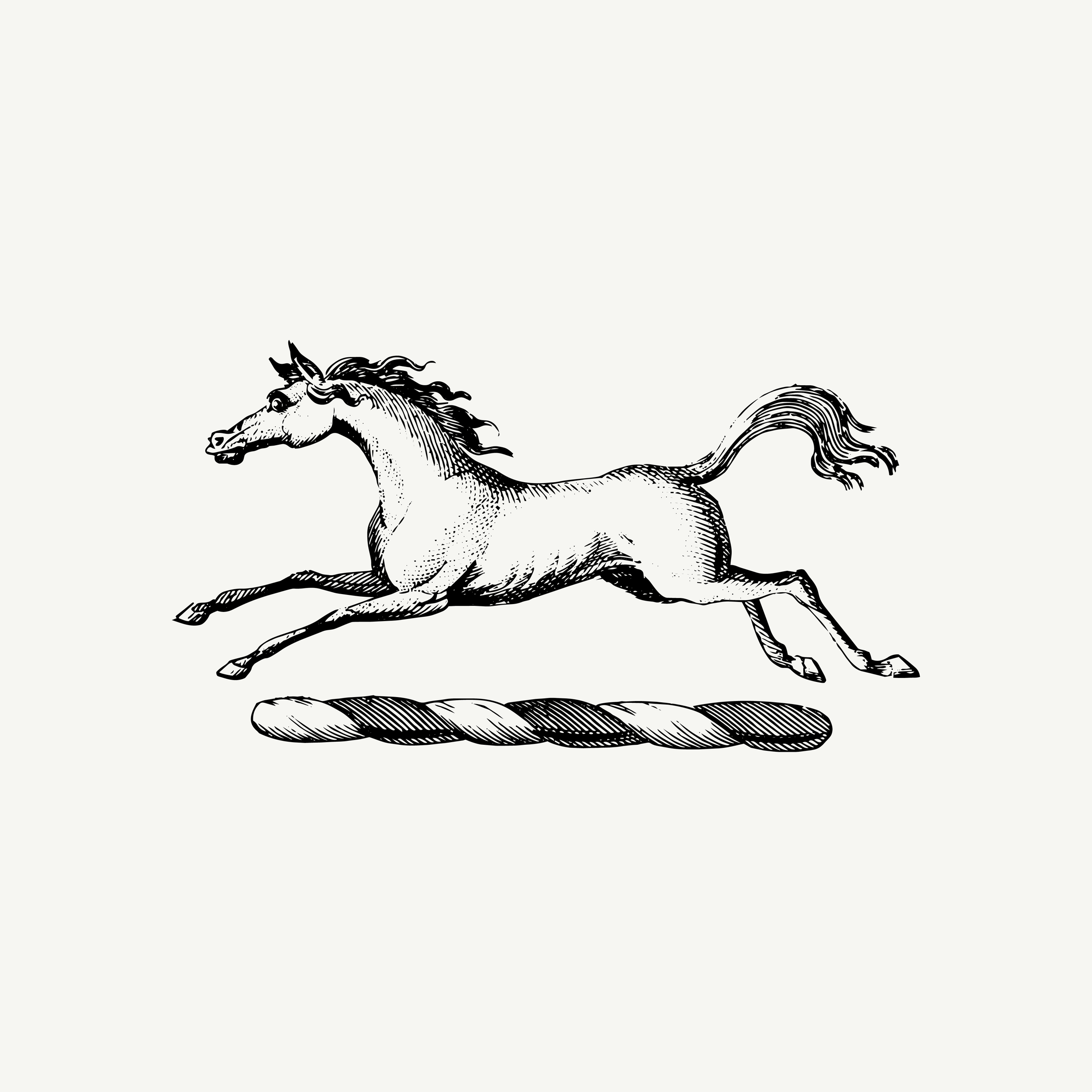 Historic engraved crest of a Horse, paired with the orientation line "What carries us also listens" — from the Story & Sigil archive