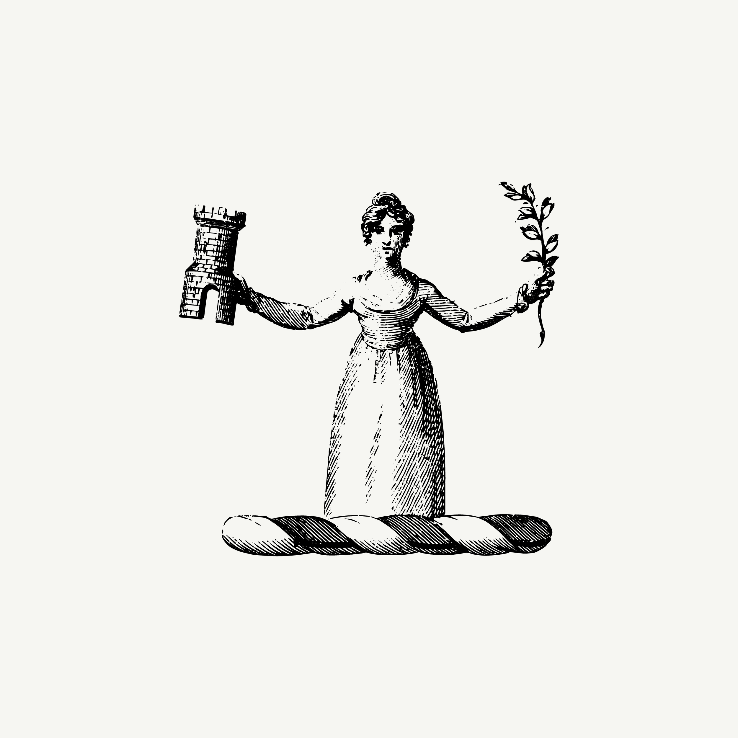 Historic engraved crest of a Lady Holding Tower and Branch, paired with the orientation line "I nurture what you do not notice" — from the Story & Sigil archive