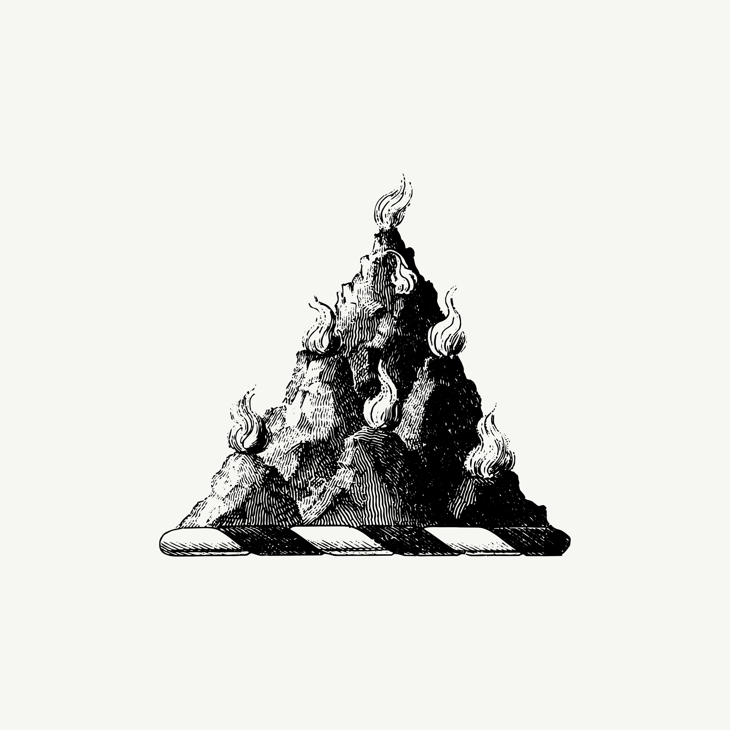 Historic engraved crest of a Volcano, paired with the orientation line "What is buried still moves" — from the Story & Sigil archive
