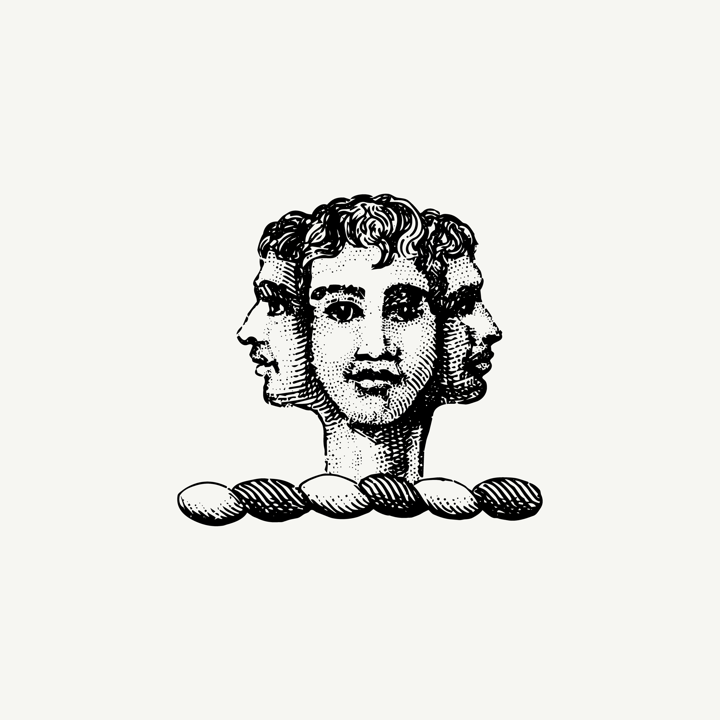Historic engraved crest of a Three Faces, paired with the orientation line "There is more than one truth here." — from the Story & Sigil archive