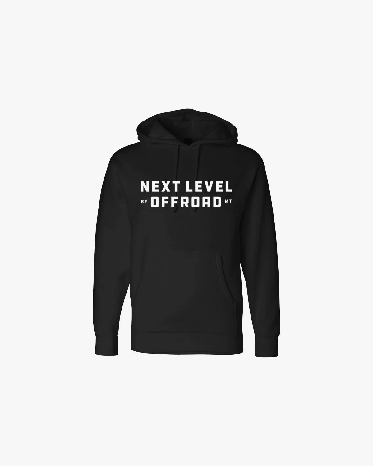 Black hoodie with white text that says 'Next Level Offroad'.