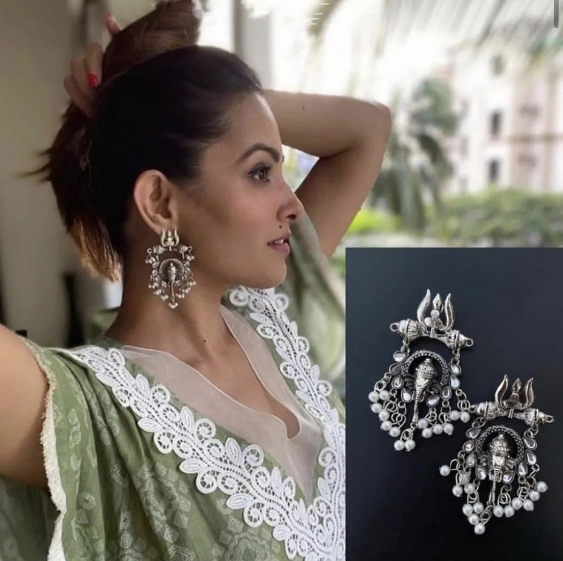 Blessings meet style 🕉️oxidized Ganesh earrings