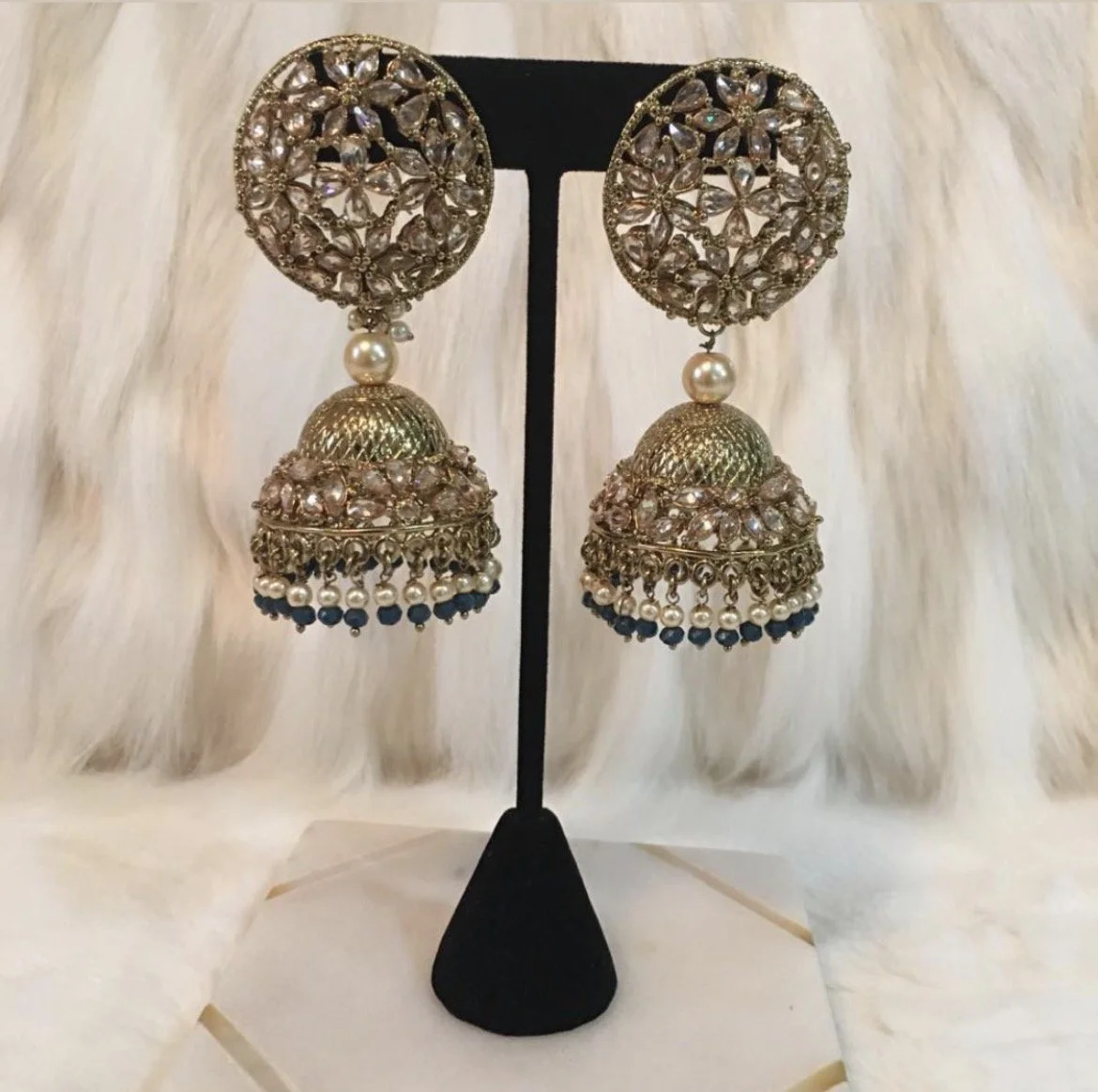 Royal Blue  Pearl Drop  High-Quality Earrings