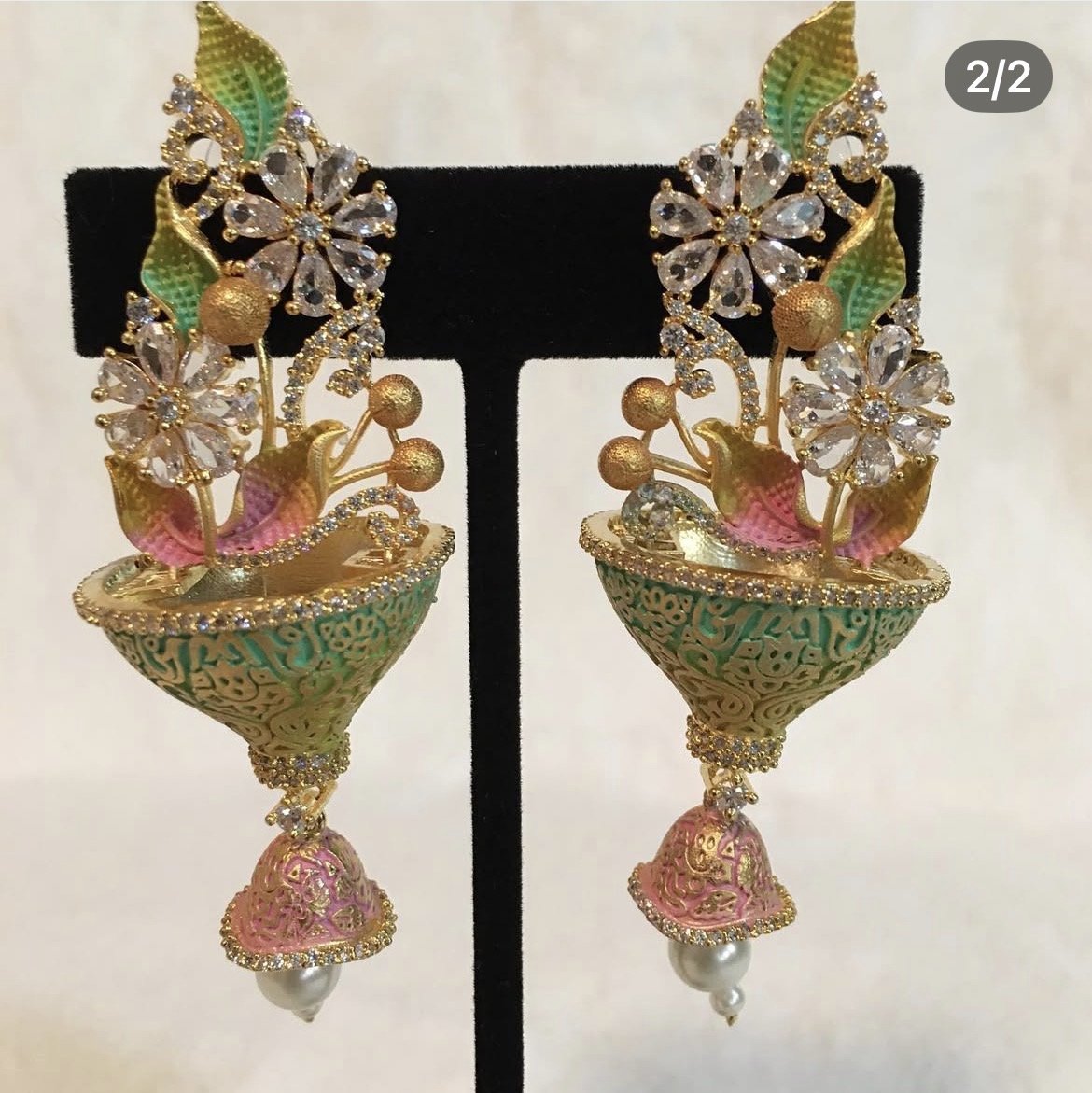 Pink/ Green Jhumka