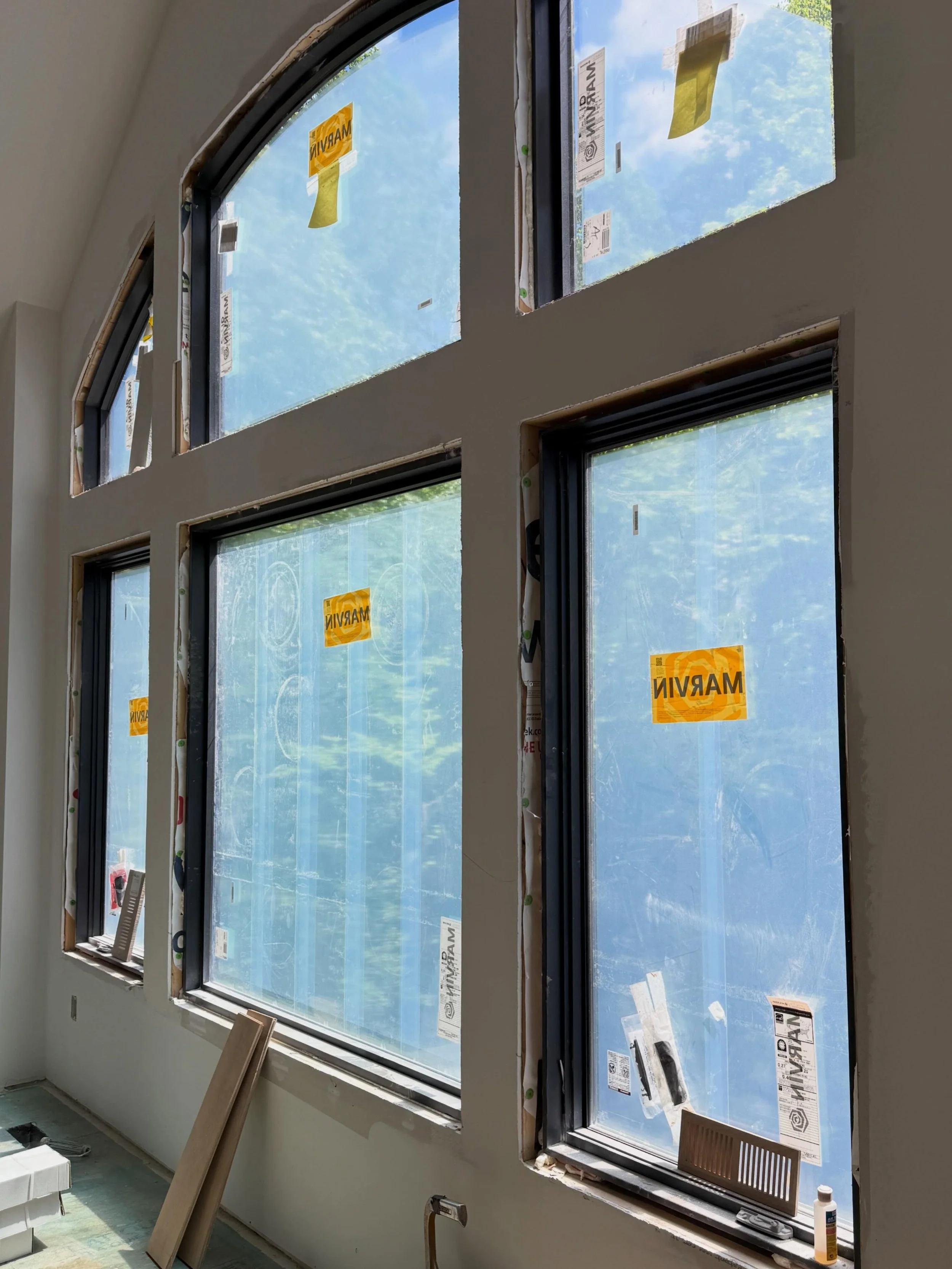 Love seeing drywall go up and visions start making more sense for our clients!! And what a beautiful day here in @championhills 🤩  Maybe we hit the links?! 😎  #828isgreat #interiordesign #customhomes #blackwindows #whiteoakfloors