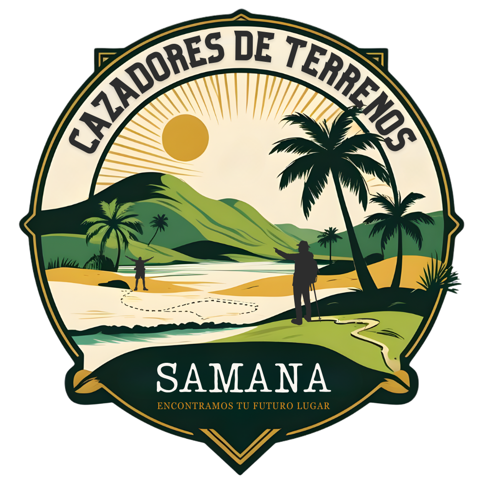 Escudo que dice 'Calzadores de Terrenos' en la parte superior y 'Samana' en la parte inferior