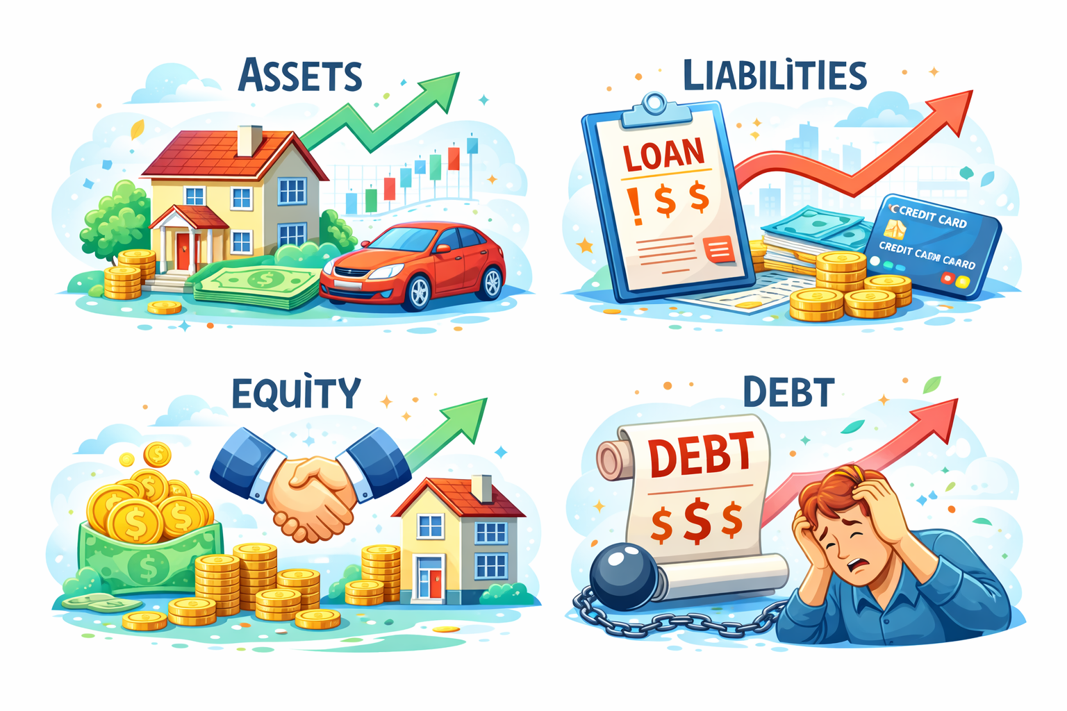 Simple Definitions: Assets, Liabilities, Equity, and Debt