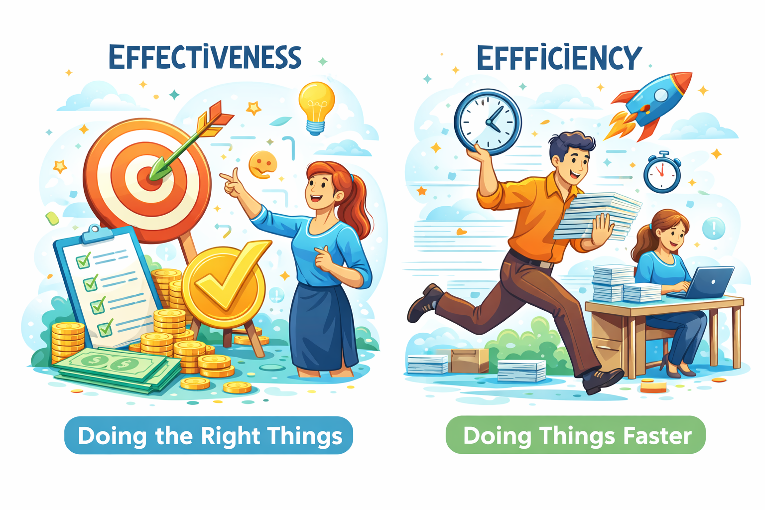 Effectiveness vs Efficiency: Doing the Right Things vs Doing Things Faster