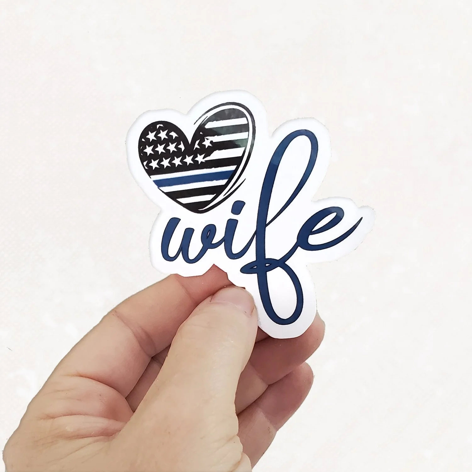 Police / Fire Hand Drawn Heart - wife