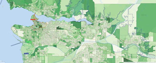 Map of Seattle, Washington highlighting neighborhoods, parks, and water bodies with roads and geographical features.