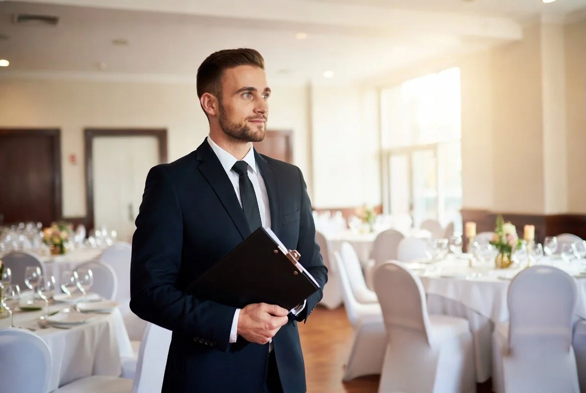 an event manager in a banqueting room