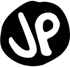 Black circular logo with the white letters 'JP' inside