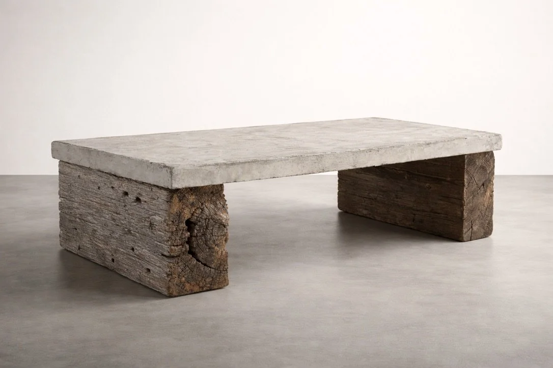 One of a Kind Concrete and Barn Wood Table