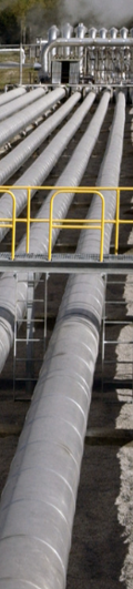 Pipeline infrastructure representing midstream operations including gathering, compression, treatment and storage activities.