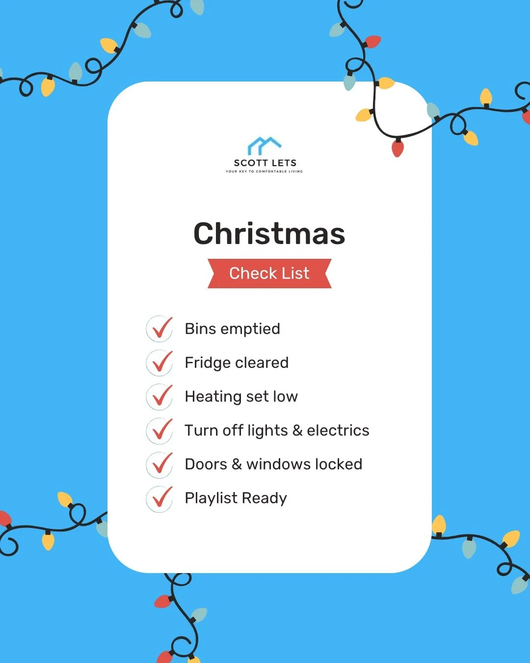🎄 Before You Head Home for Christmas&hellip;

Don&rsquo;t forget to put your house into holiday mode 🎅

✅ Empty the bins
✅ Clear out the fridge
✅ Turn the heating down (don&rsquo;t switch it off completely ❄️)
✅ Turn off lights &amp; electrics
✅ Lo
