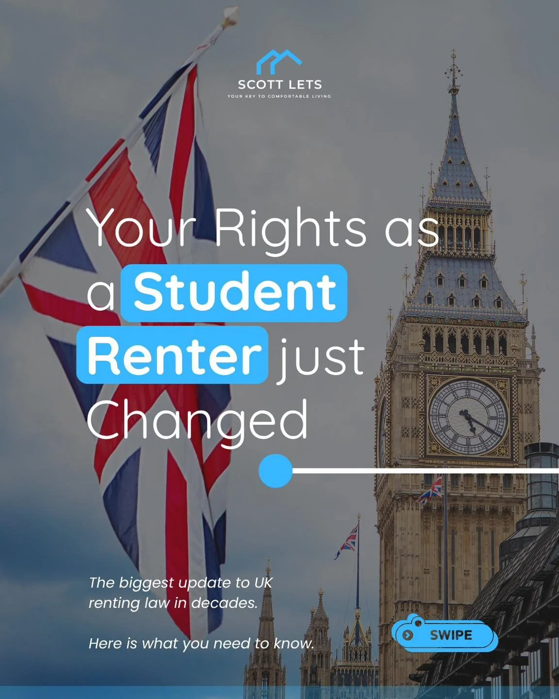 Most students have no idea the rules around renting in the UK just had the biggest shake up in almost 40 years and these new rights apply to you
automatically, no matter what your tenancy agreement says.

Save this and share it with anyone renting th