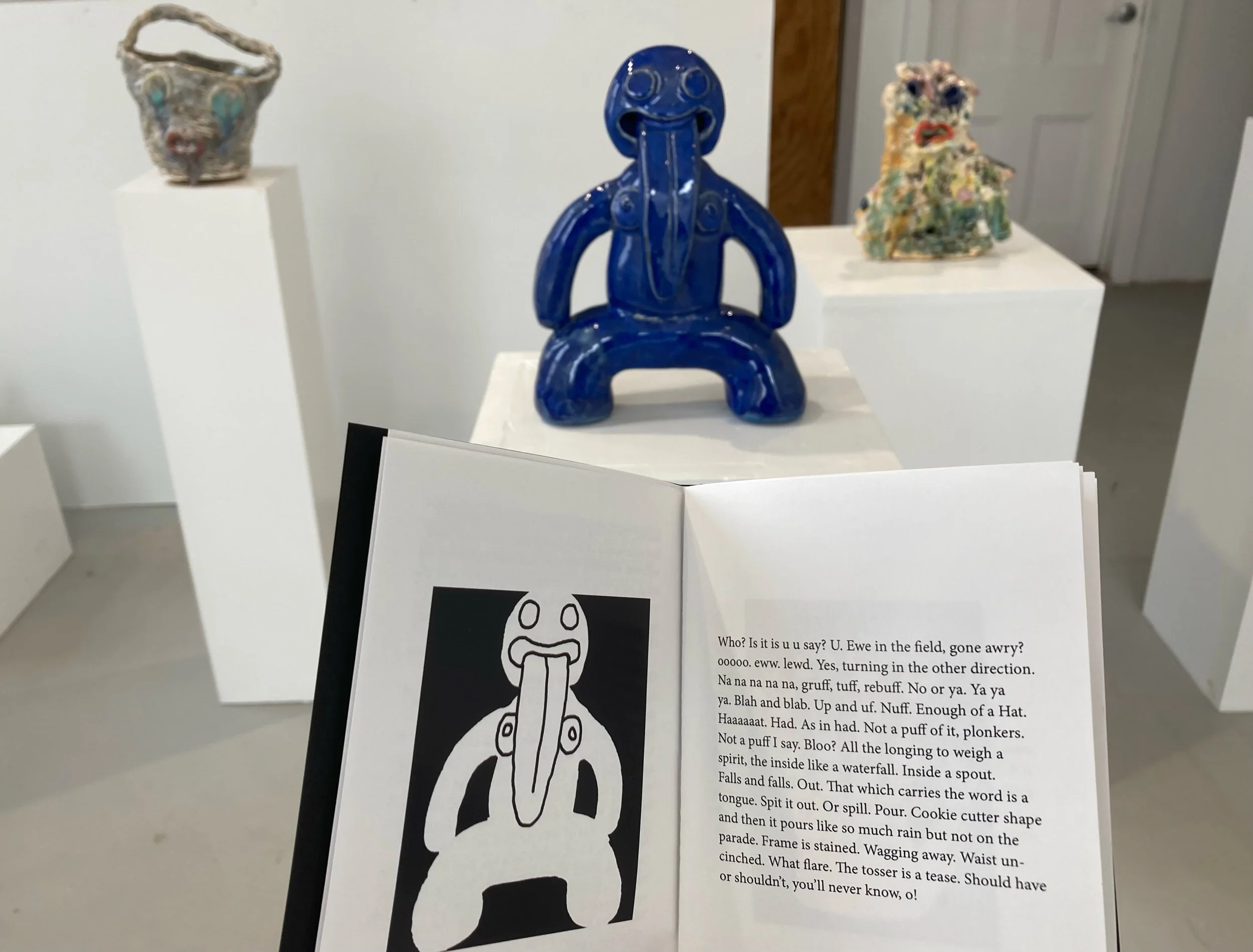 Artist book of “Amok” (Detail iv), collection of illustrations of each sculpture in the show paired with text composed for each sculpture, Hand-bound Limited Edition