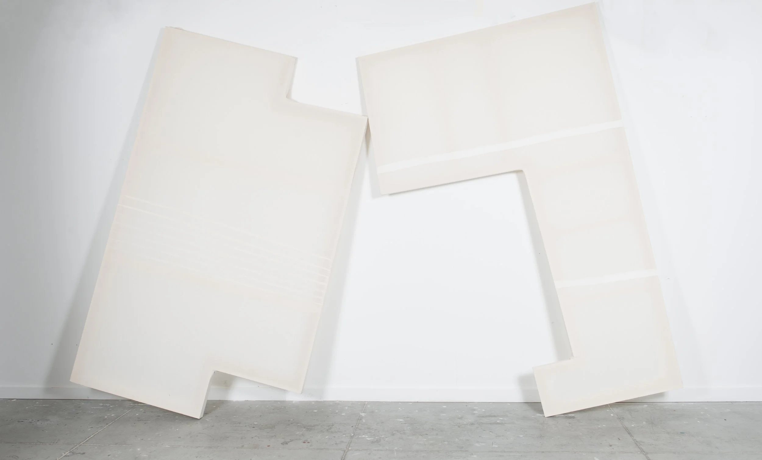 Eyes that Recognize the Right Side, the Wrong Side, and the Other Side (View 1), 2016, gesso, muslin, wood, 96" X 96” X 2.5"(approx. dimensions/variable)