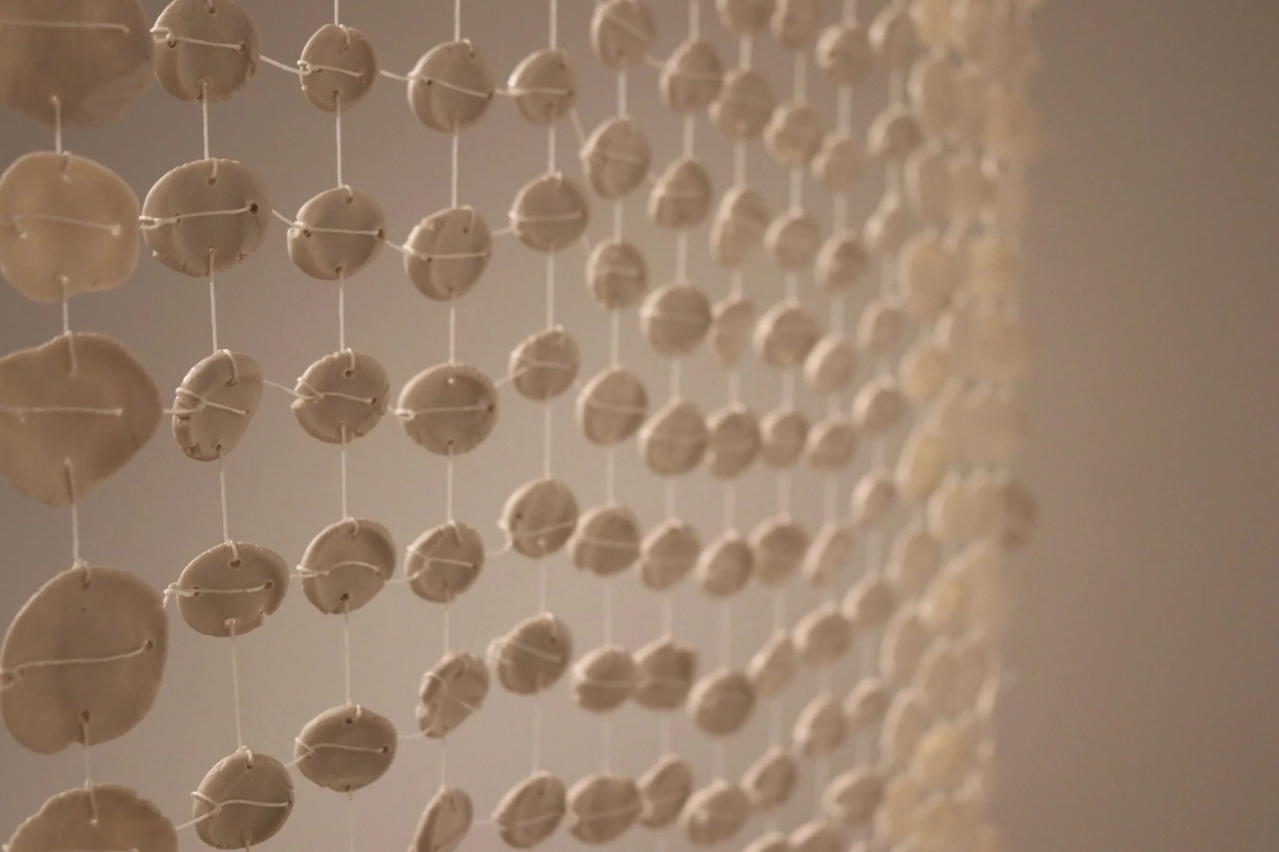 "Metaxu" (Detail iv)
Glazed ceramic, nylon thread, nylon rope, wooden dowel, 2018