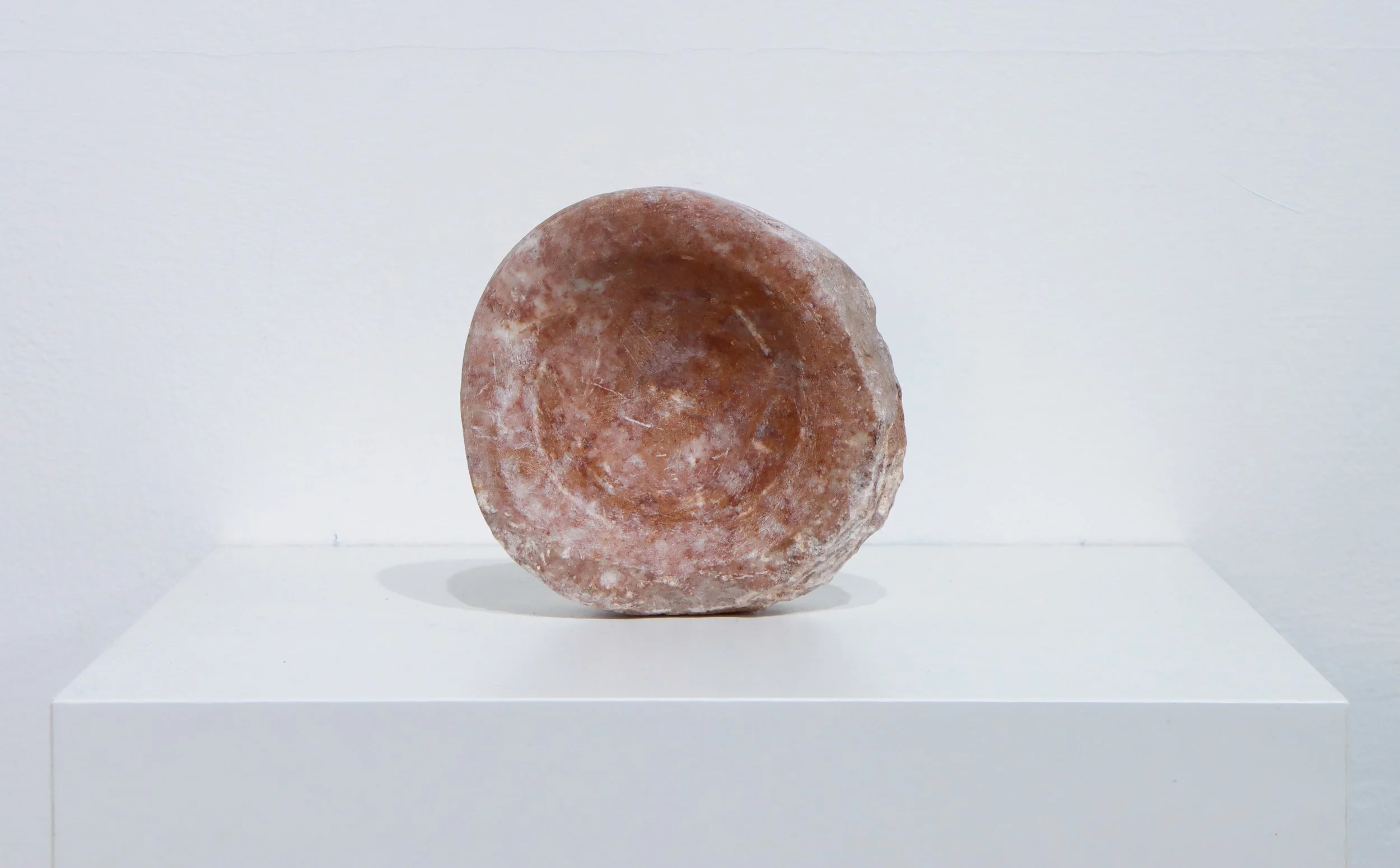 Trace, circumambulate, 2026, Alabaster, 4” X 4” X 1, Photo by: Arseny Pekurovsky