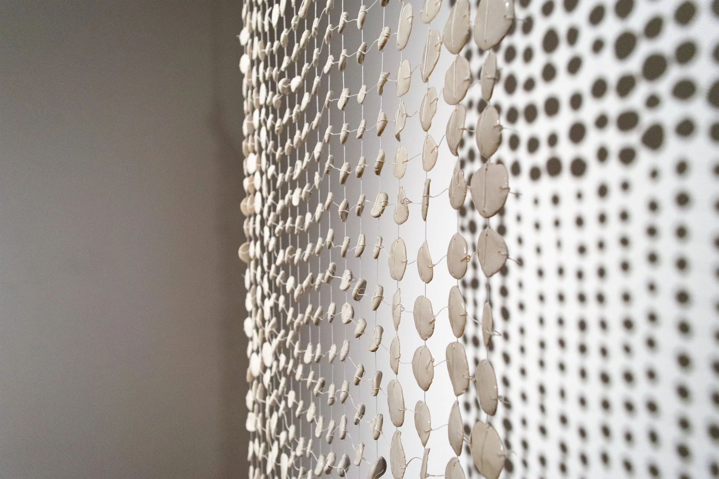 "Metaxu" (Detail ii)
Glazed ceramic, nylon thread, nylon rope, wooden dowel, 2018