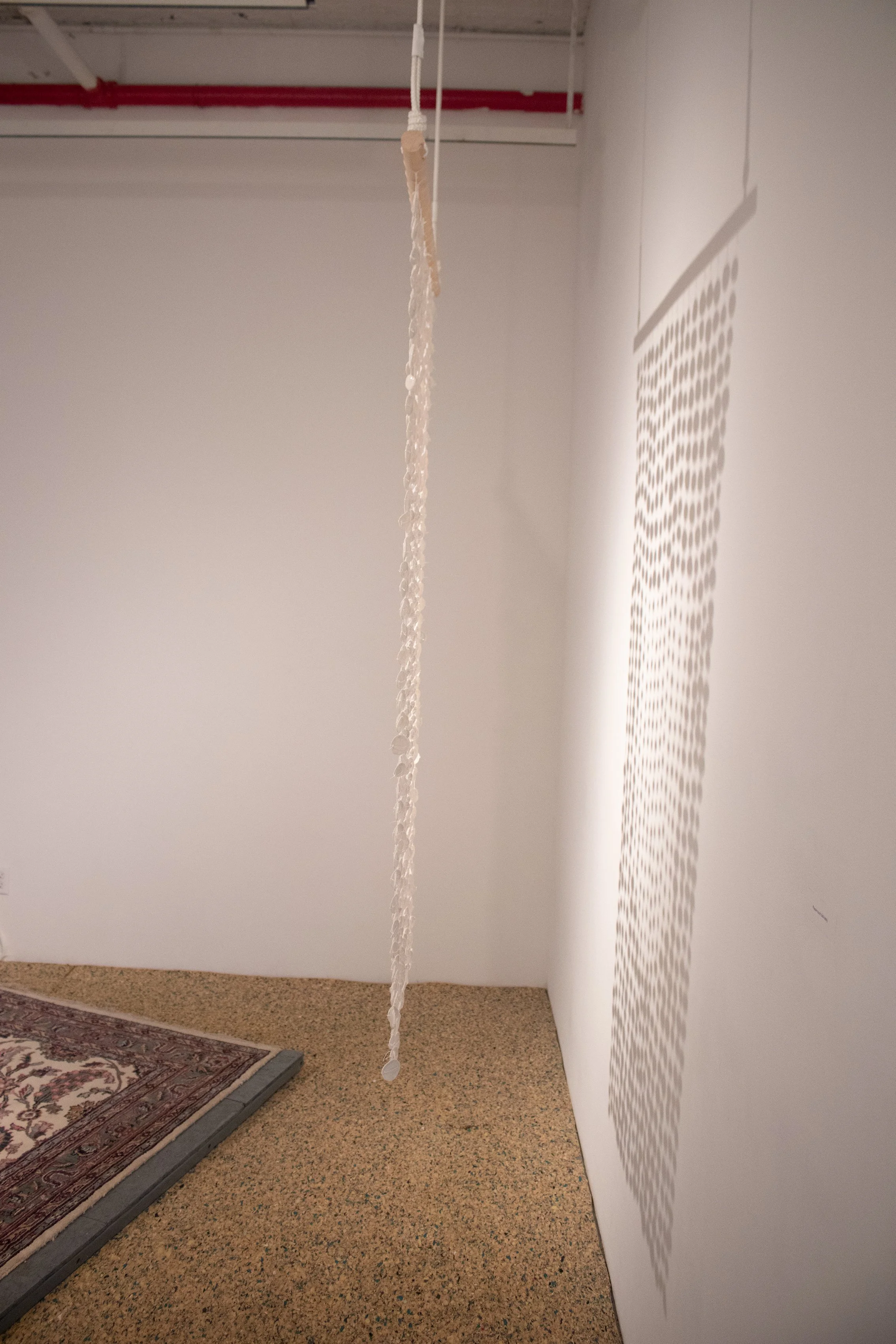 "Metaxu" (Installation View III)
Glazed ceramic, nylon thread, nylon rope, wooden dowel, 2018