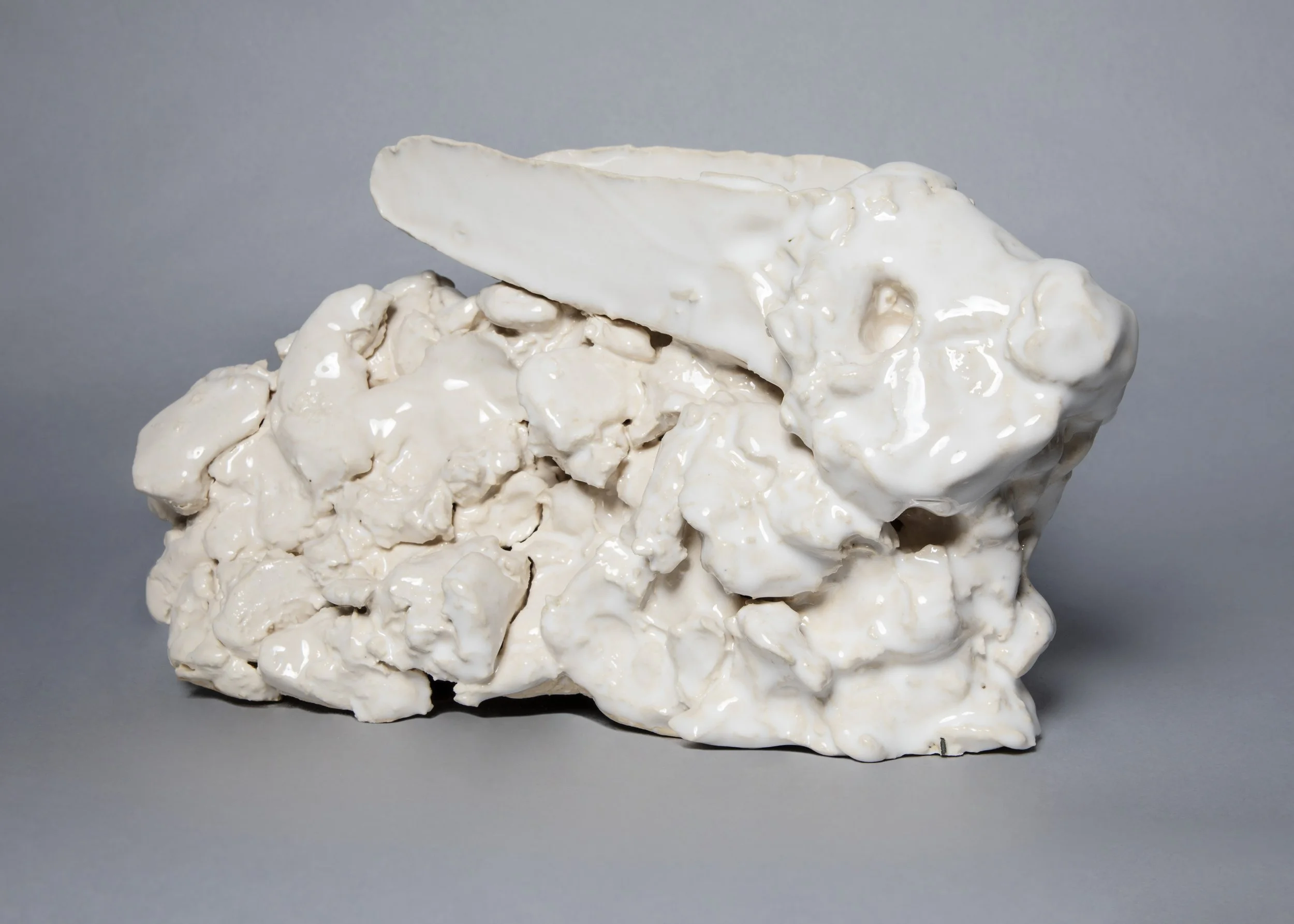 White Rabbit, Glazed Ceramic, 6” X 11” X 5”, 2021 