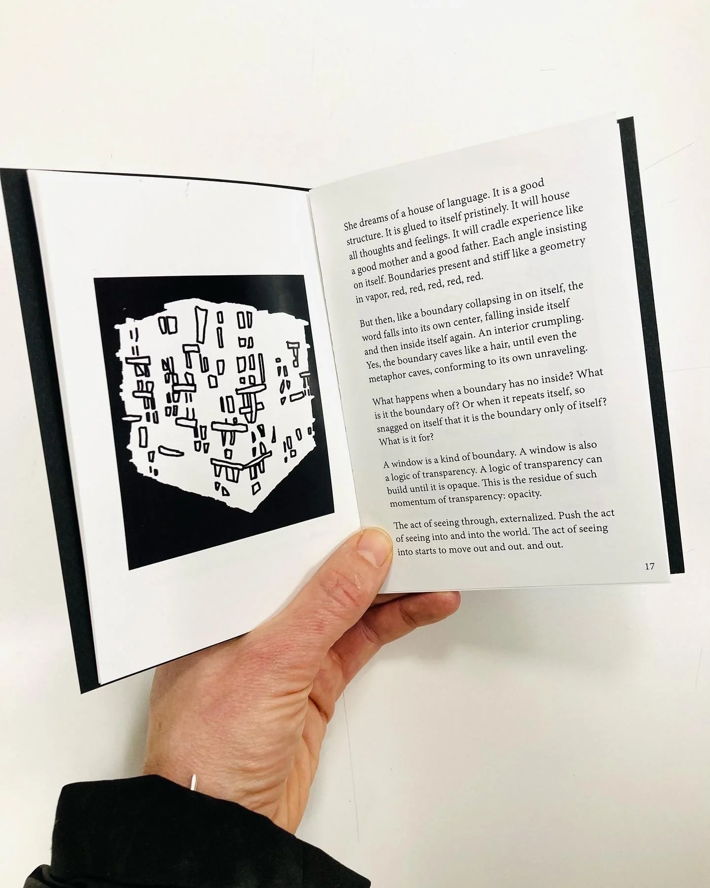 Artist book of “Amok” (Detail ii), collection of illustrations of each sculpture in the show paired with text composed for each sculpture, Hand-bound Limited Edition