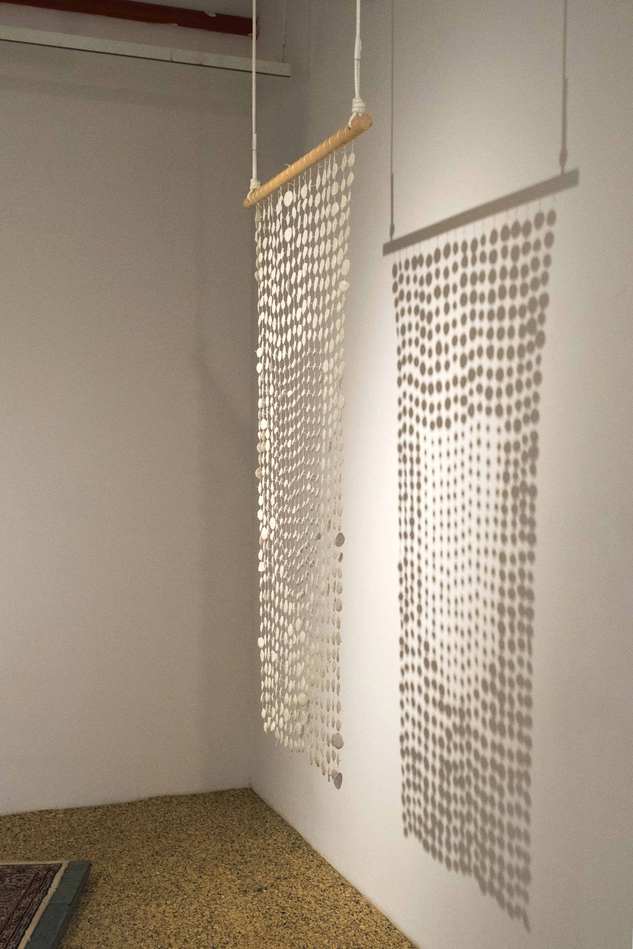 "Metaxu" (Installation View II)
Glazed ceramic, nylon thread, nylon rope, wooden dowel, 2018
