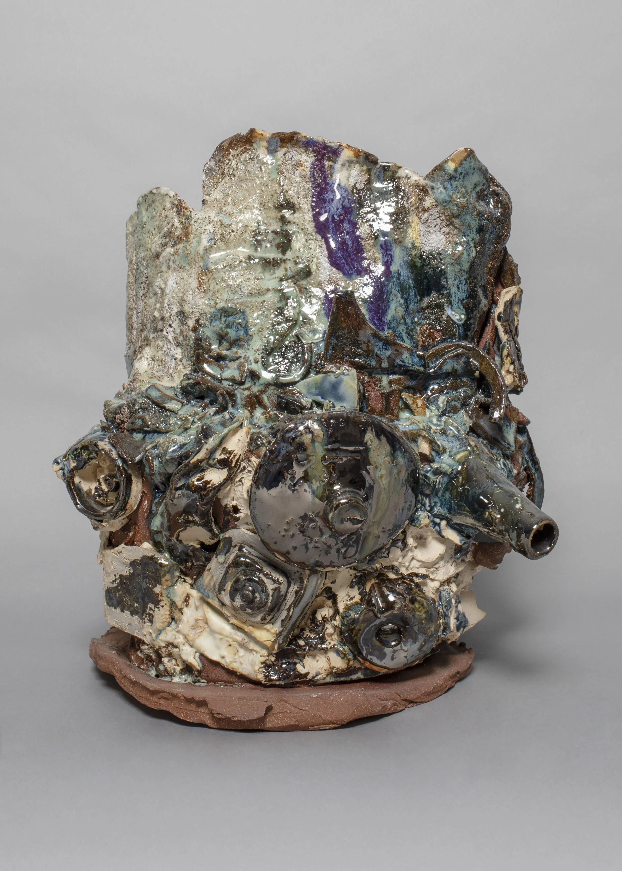 Vessel With Other Vessels And Debris, Glazed Ceramic, 13” X 13” X 11”, 2021, view i