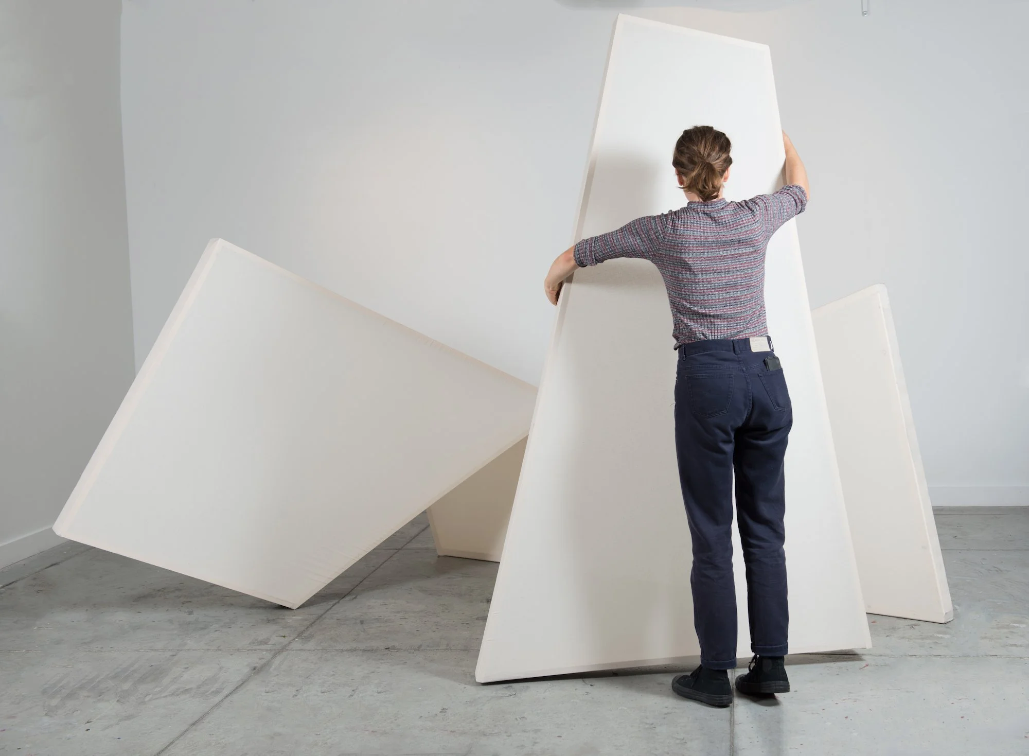 That The Body Is A Sheet Of Plain Glass Through Which The Soul Looks Straight And Clear (View 1), 2016, Muslin and wood, Variable Dimensions